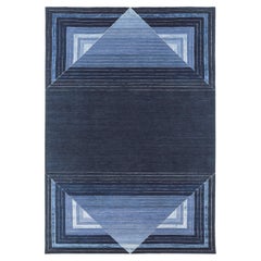 Blue PPF4 Papiroflexia Rectangular Rug in Hand-knotted Wool by Mohebban