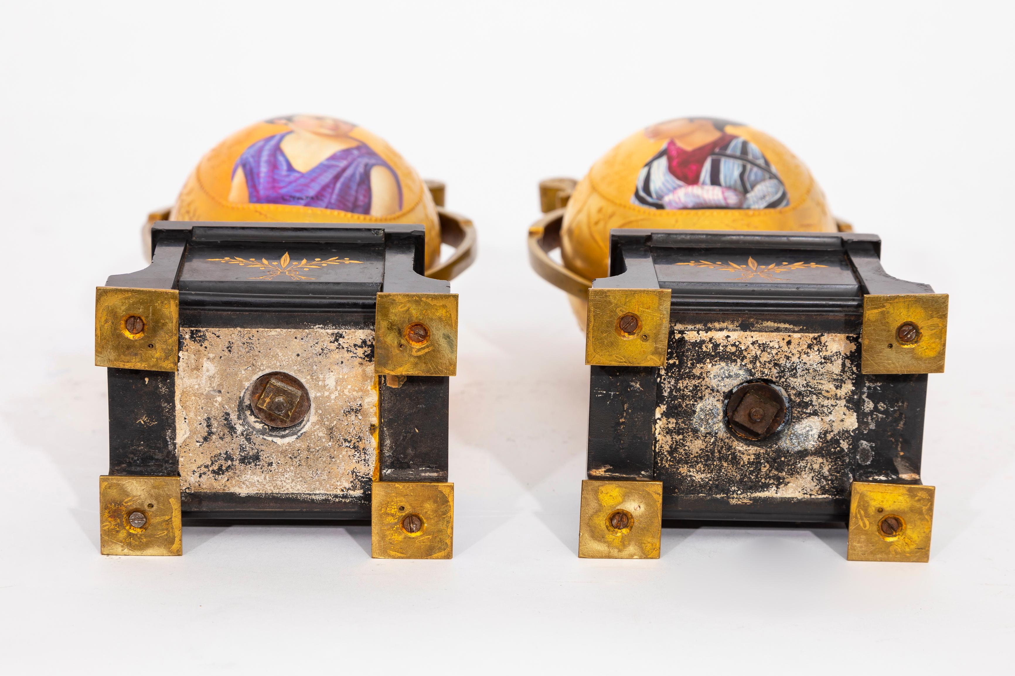 Pr. 19 C. French Japonisme Gilt Bronze & Marble Mounted Porcelain Vases, Malpass in vendita 5
