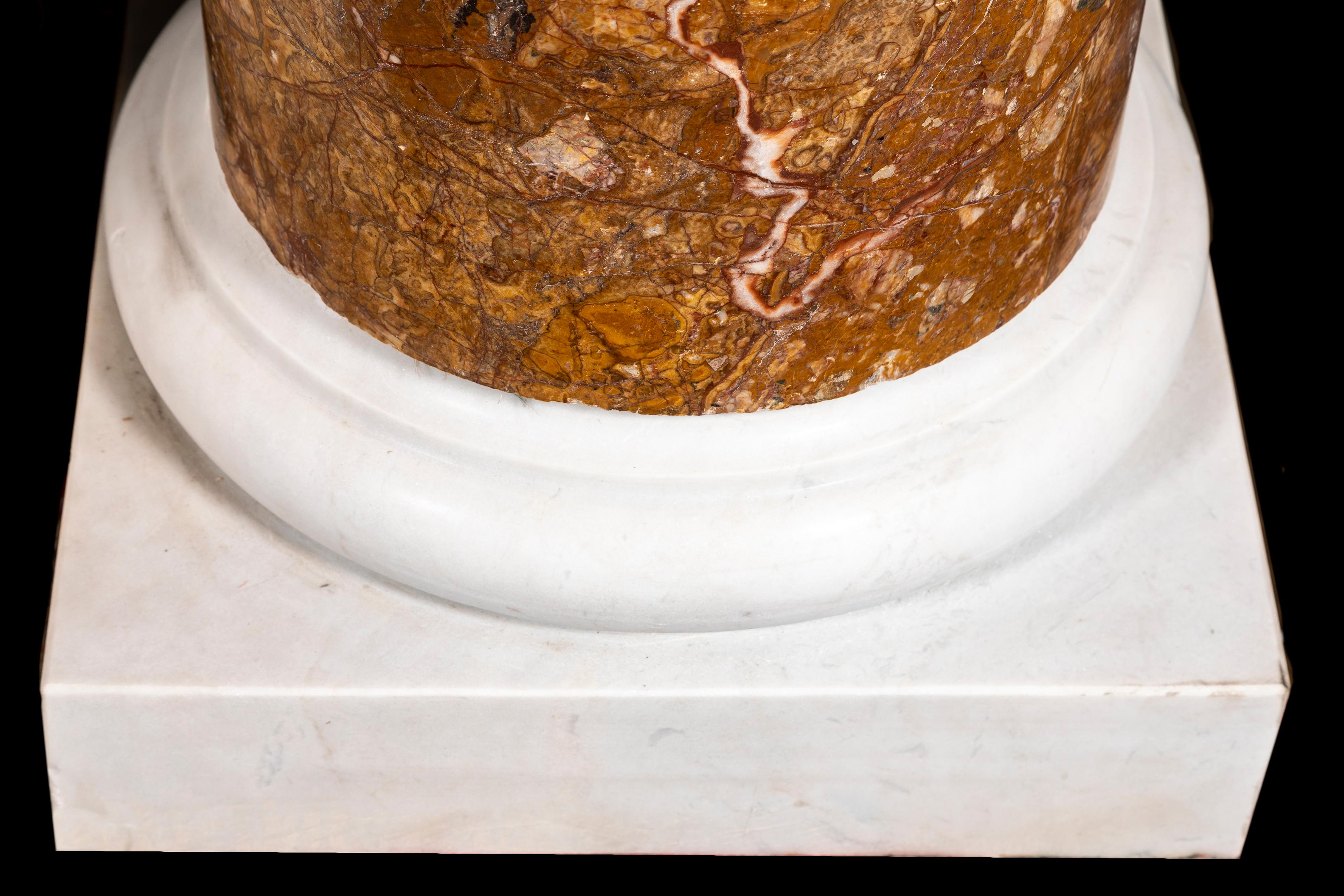 Pr. 19 C. Italienische Siena (Orange/Gelb) Marmor Pedestals auf Carrara Marmor Sockeln (Carrara-Marmor) im Angebot
