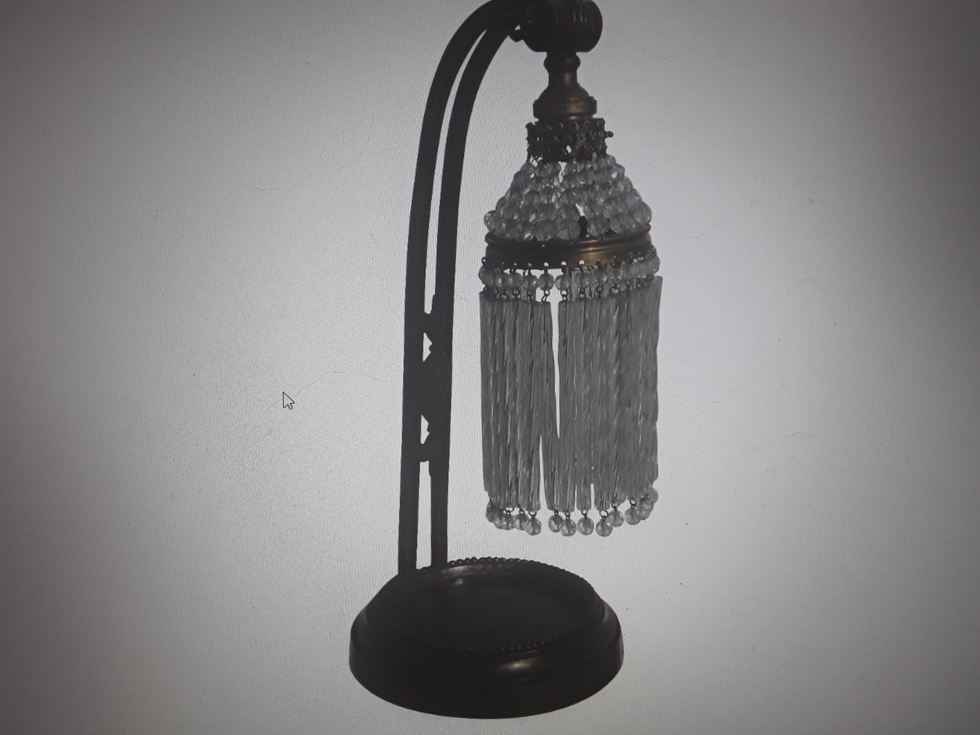 Pr 1920 French Art Deco Bronze Based Desk Lamp w/ Cut Crystal Adjustable Shade. For Sale 11