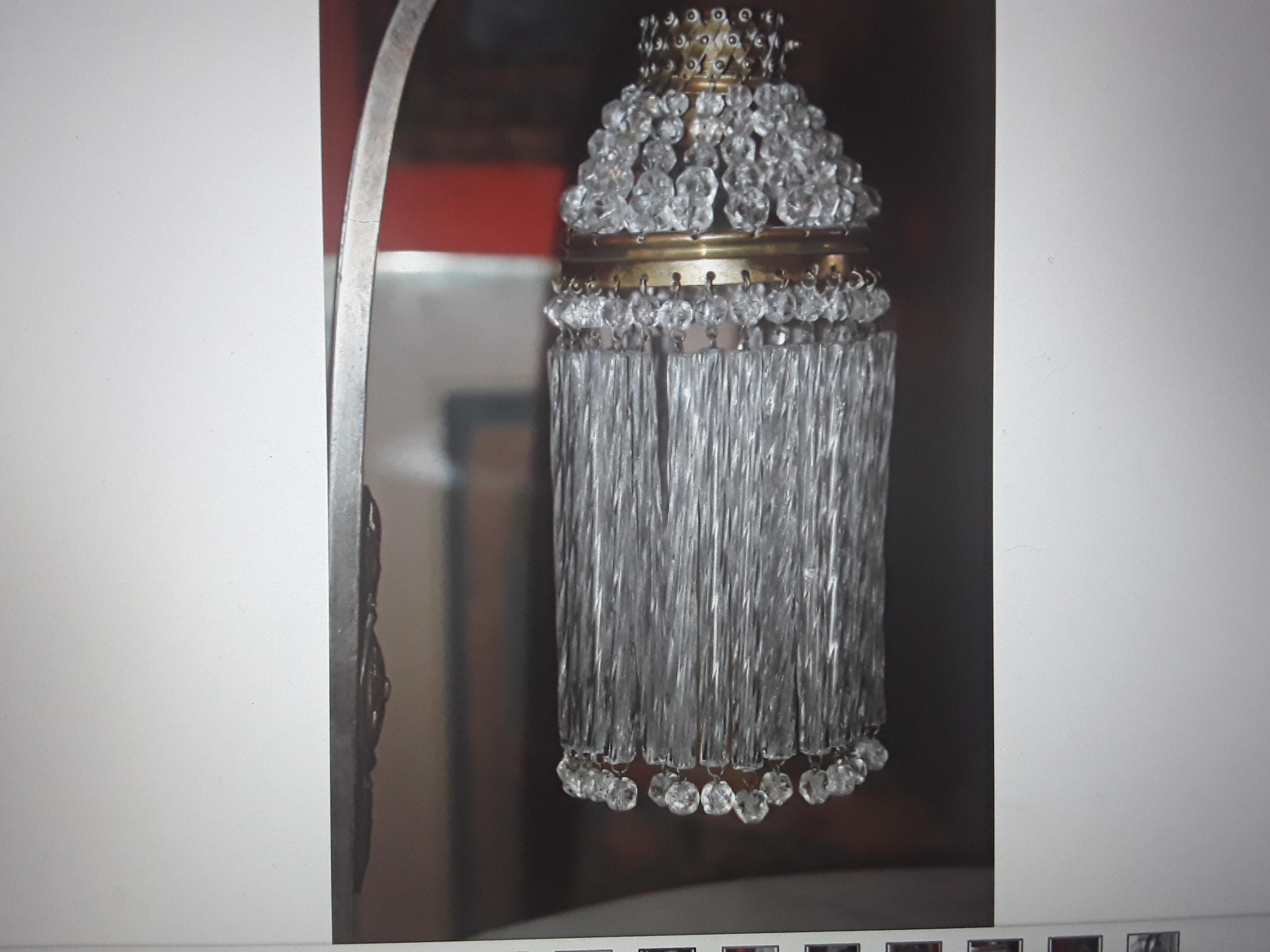Pr 1920 French Art Deco Bronze Based Desk Lamp w/ Cut Crystal Adjustable Shade. For Sale 4