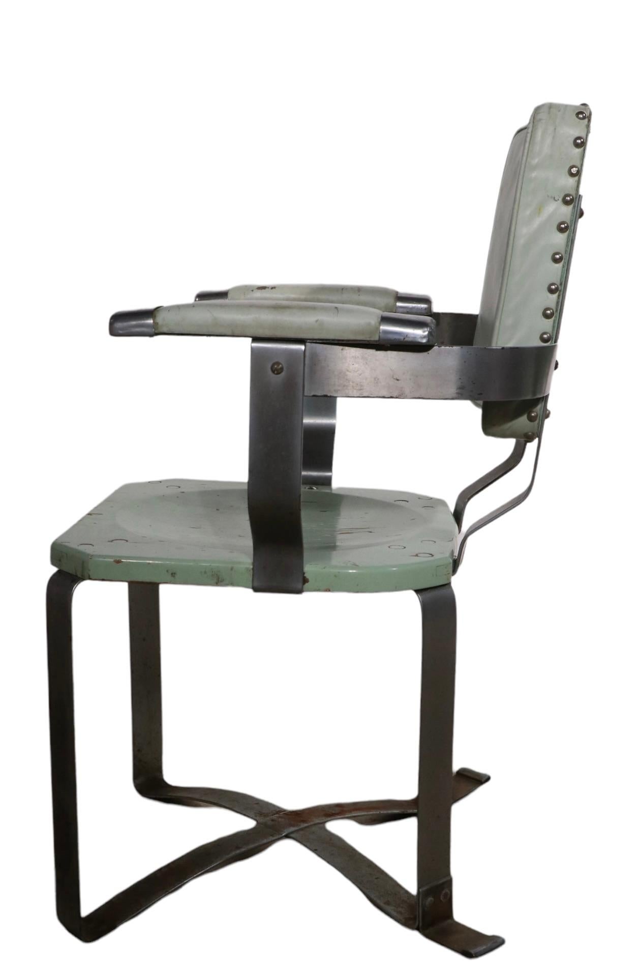 American Pr. 1930's Machine Age Art Deco Arm Side Dining Chairs possibly Prototypes For Sale