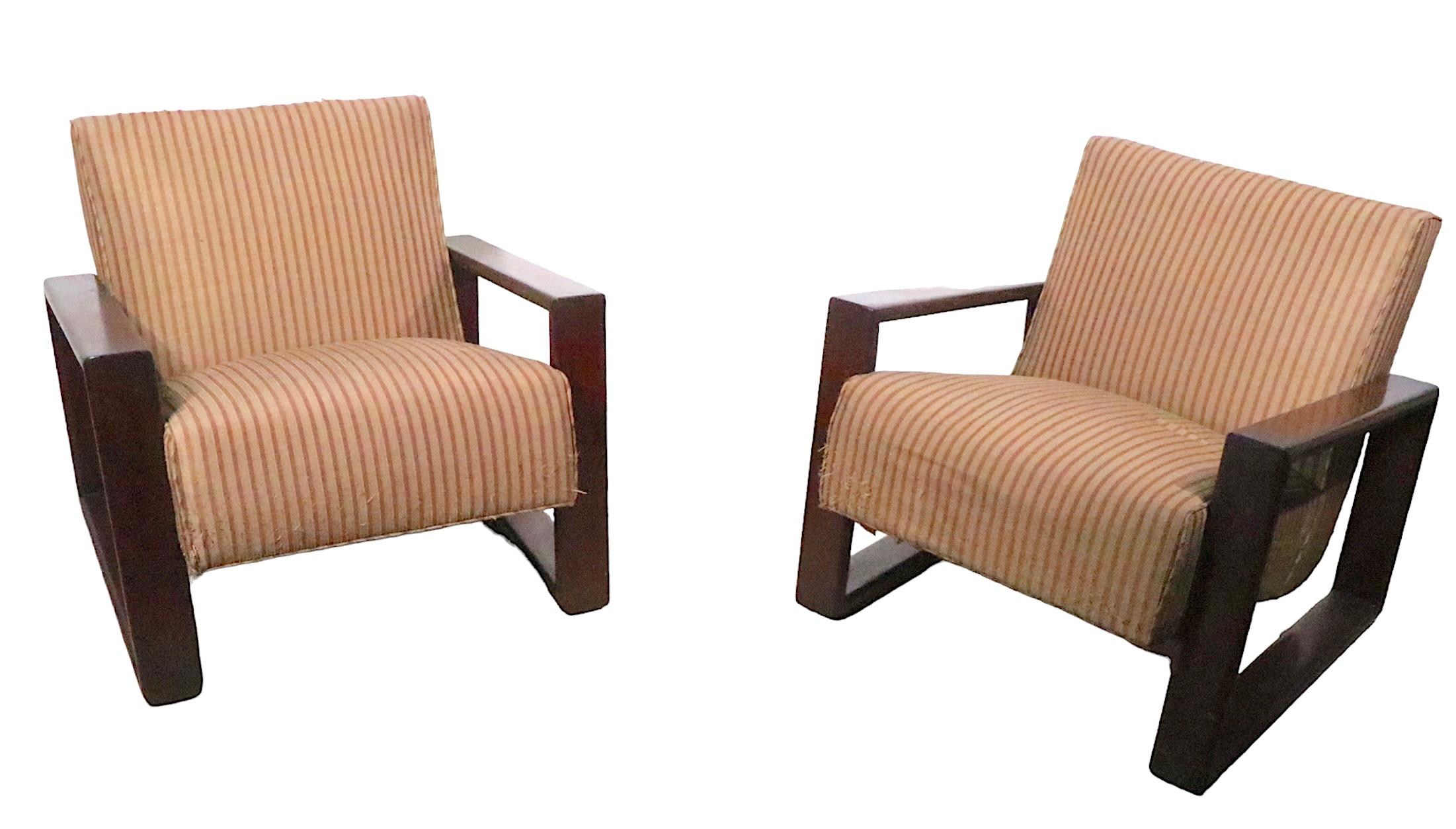 Pr. 1940's Open Arm Lounge Club  Chairs  For Sale 3