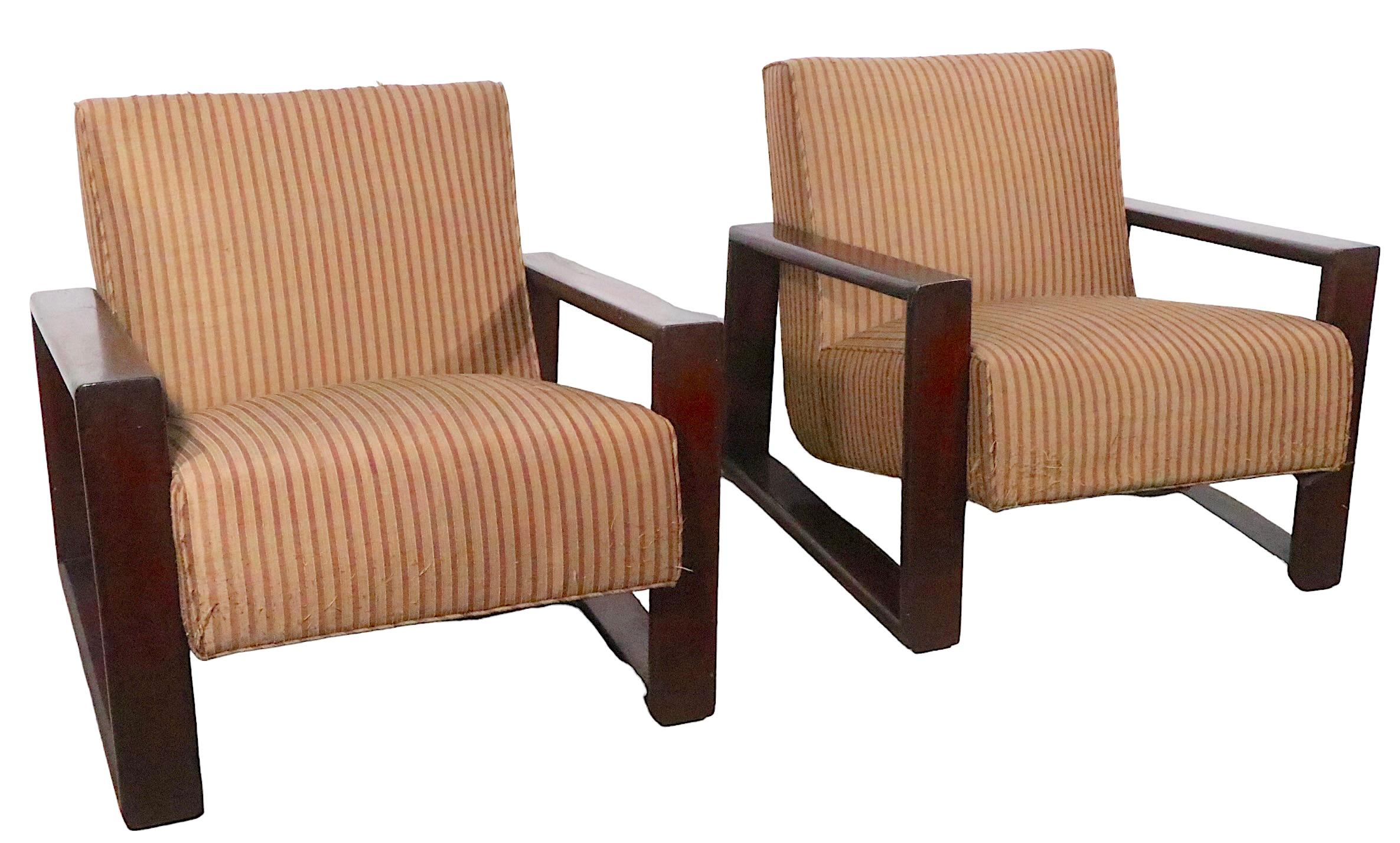 20th Century Pr. 1940's Open Arm Lounge Club  Chairs  For Sale