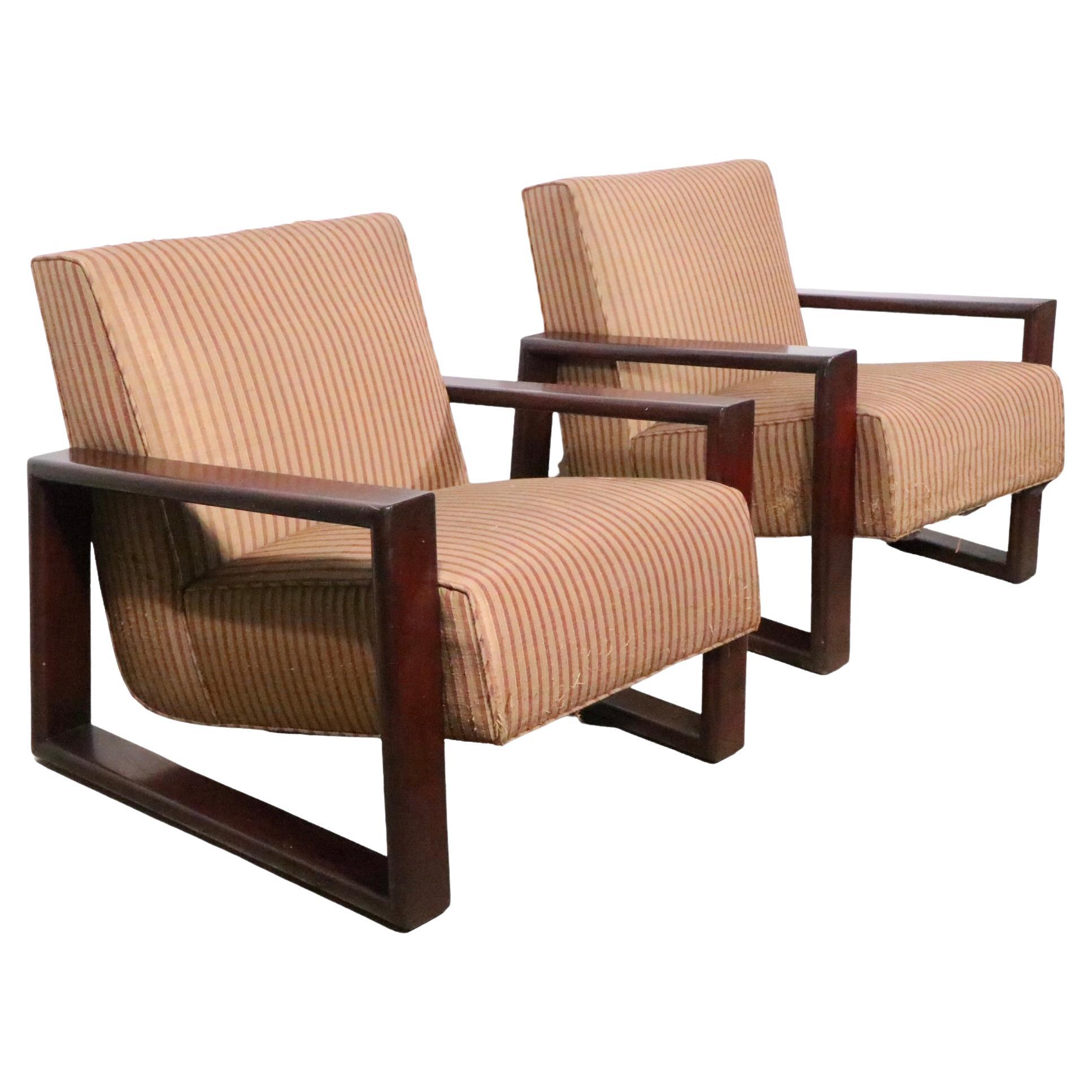 Pr. 1940's Open Arm Lounge Club  Chairs  For Sale