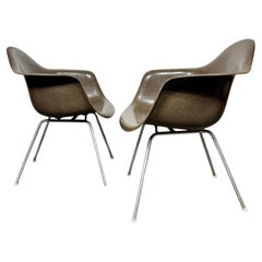 Pr 1950s Charles & Ray Eames Dax Fiberglass Shell Armchairs/ Tan Dark