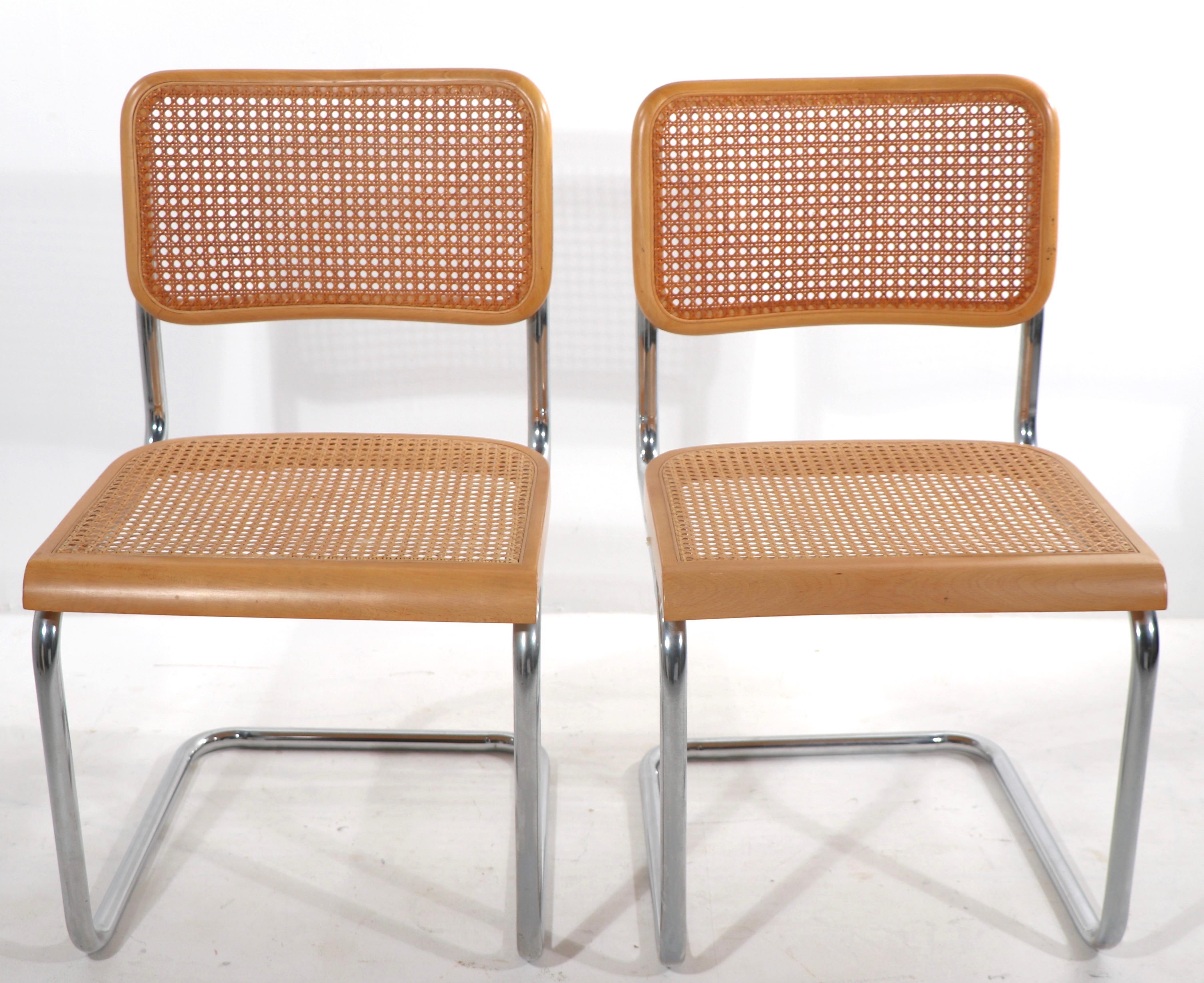 Pr. 1970's Cesca Dining Chairs Designed by Marcel Breuer  In Good Condition In New York, NY