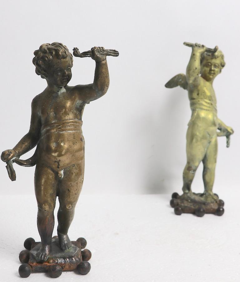 Pair of 19th Century Brass Winged Putti For Sale 6