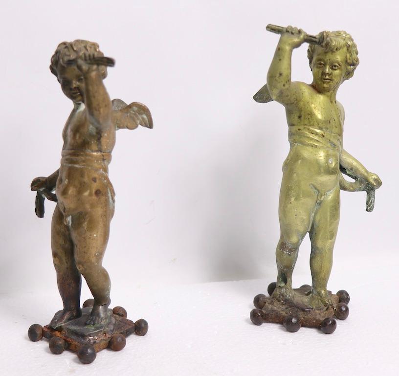 Pair of 19th Century Brass Winged Putti For Sale 9