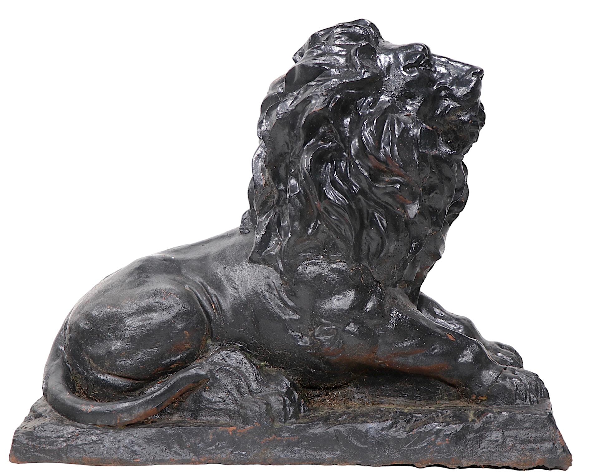 Pr 19th C. Cast Iron Entry Way Lions  For Sale 5