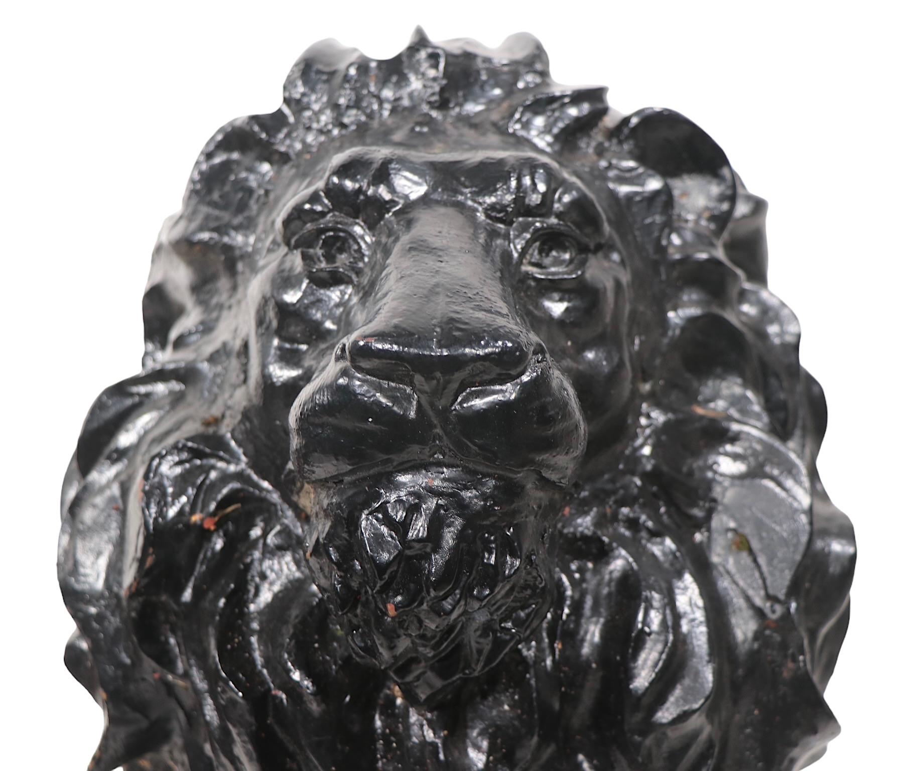 Pr 19th C. Cast Iron Entry Way Lions  For Sale 11