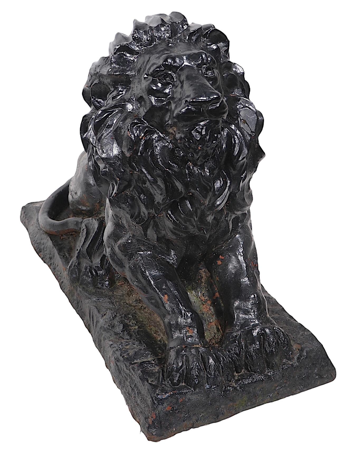 Pr 19th C. Cast Iron Entry Way Lions  For Sale 13