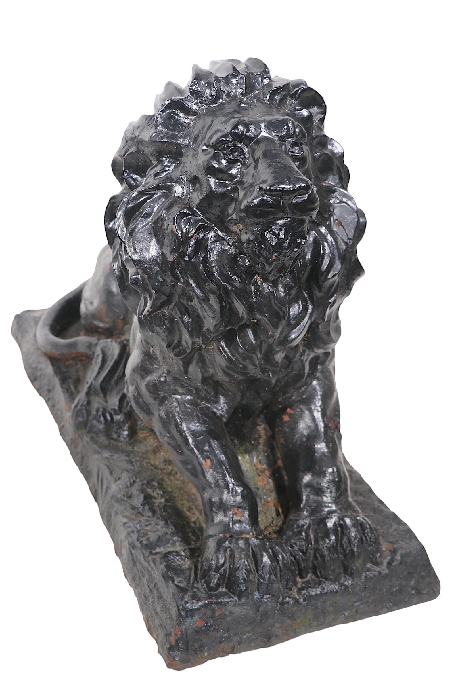 Pr 19th C. Cast Iron Entry Way Lions  For Sale 14