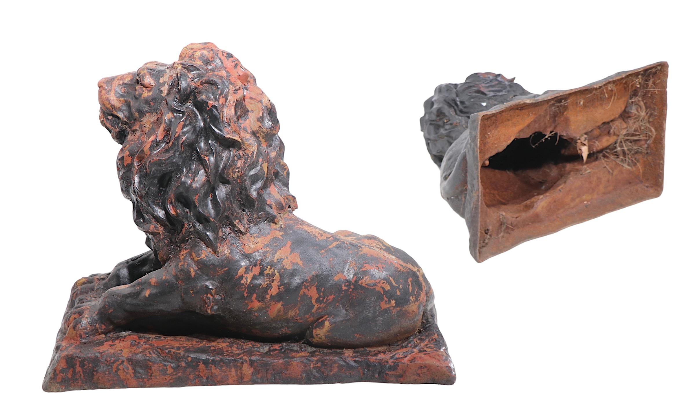 American Pr 19th C. Cast Iron Entry Way Lions  For Sale