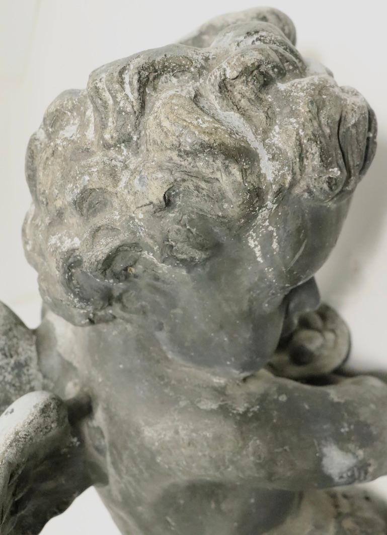 Pair of 19th Century Cast Lead Cupids from a Municipal Fountain For Sale 4