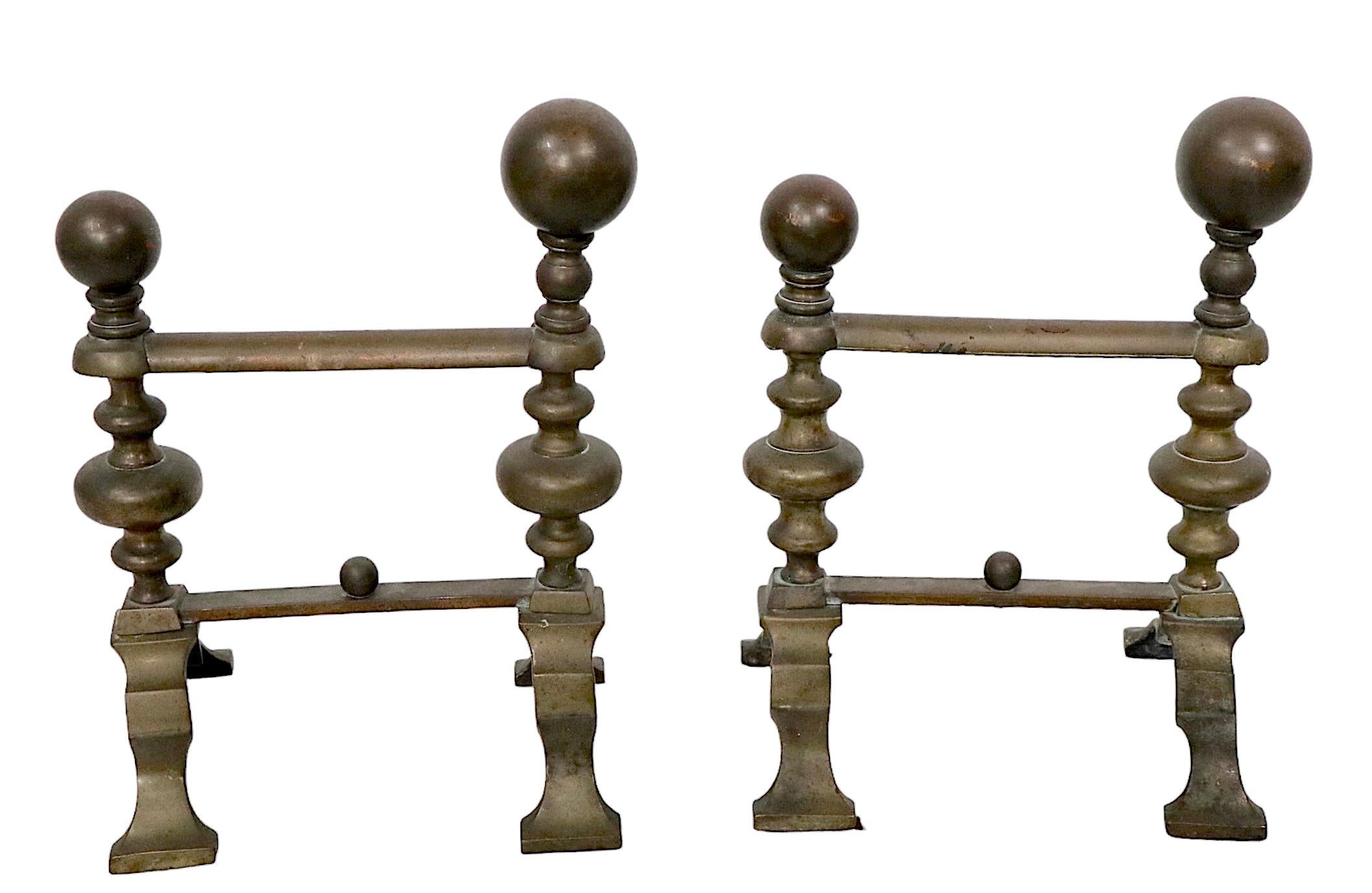 Pair 19th Century English Fireplace Tool Rests in Brass In Good Condition For Sale In New York, NY