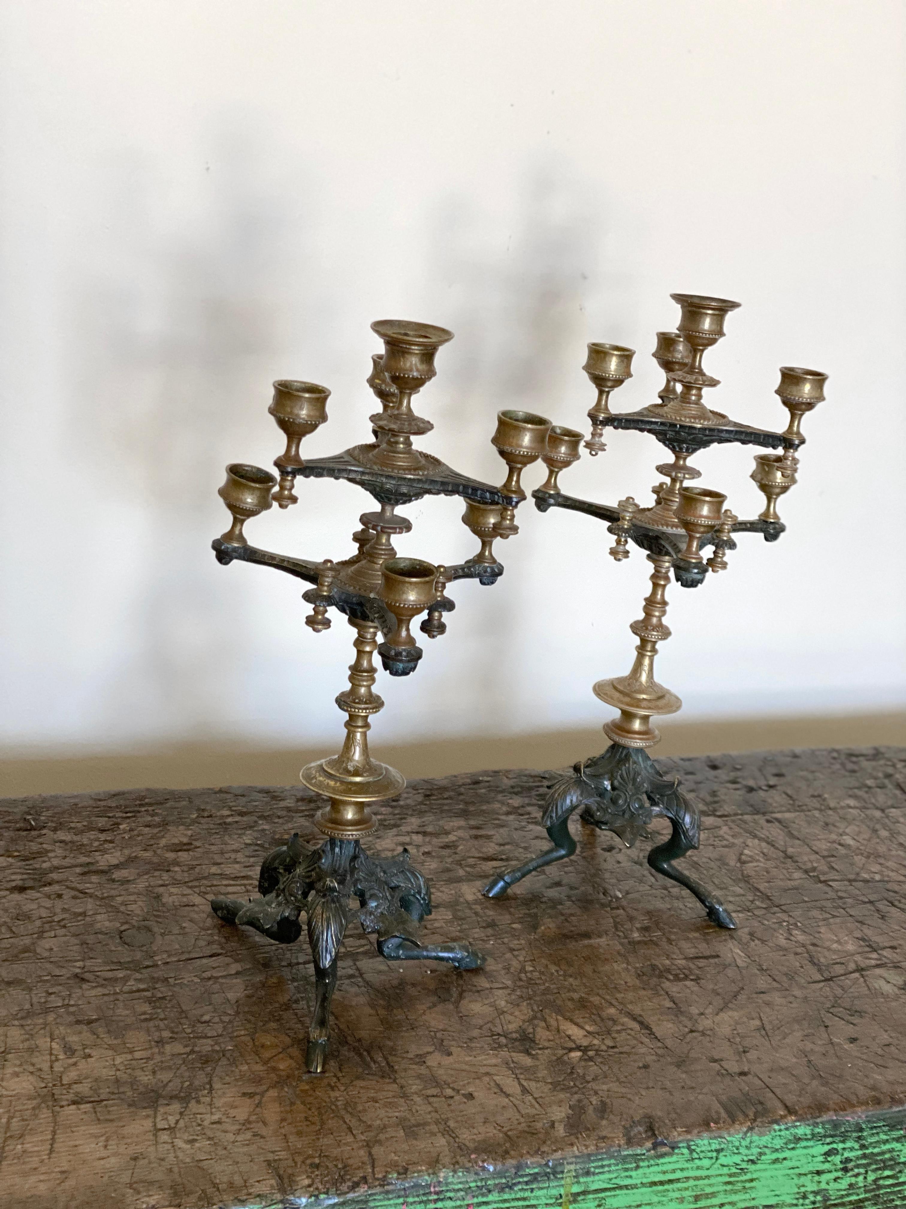 Pr 19th C. French Bronze Candlesticks In Good Condition In Hudson, NY