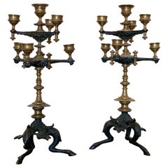 Pr 19th C. French Bronze Candlesticks