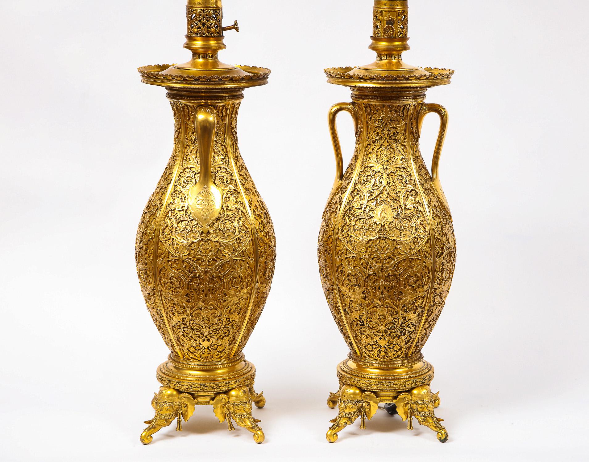 Pair of French Japonisme Ormolu Vases E. Lièvre, Executed by F. Barbedienne For Sale 4