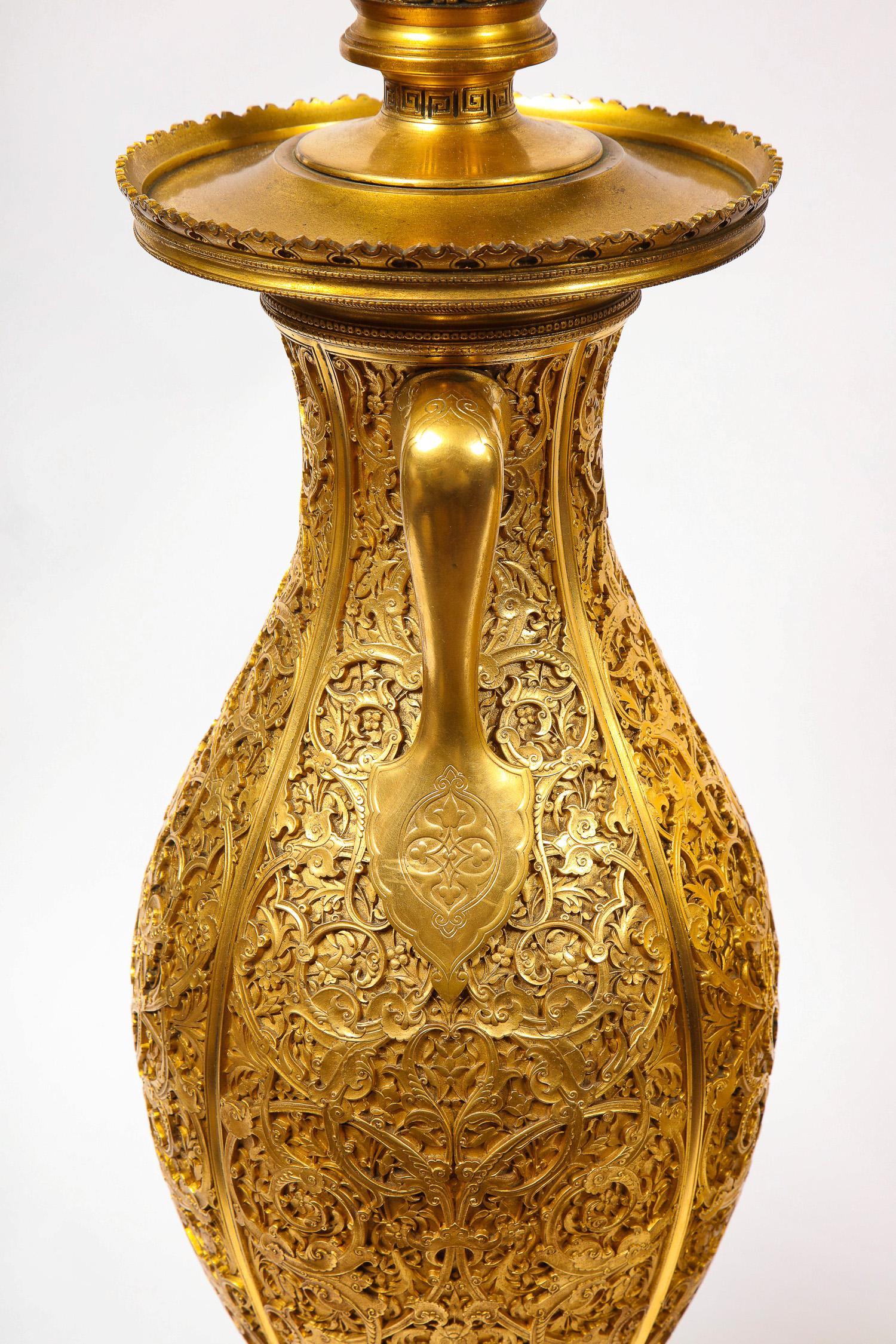 Pair of French Japonisme Ormolu Vases E. Lièvre, Executed by F. Barbedienne For Sale 6