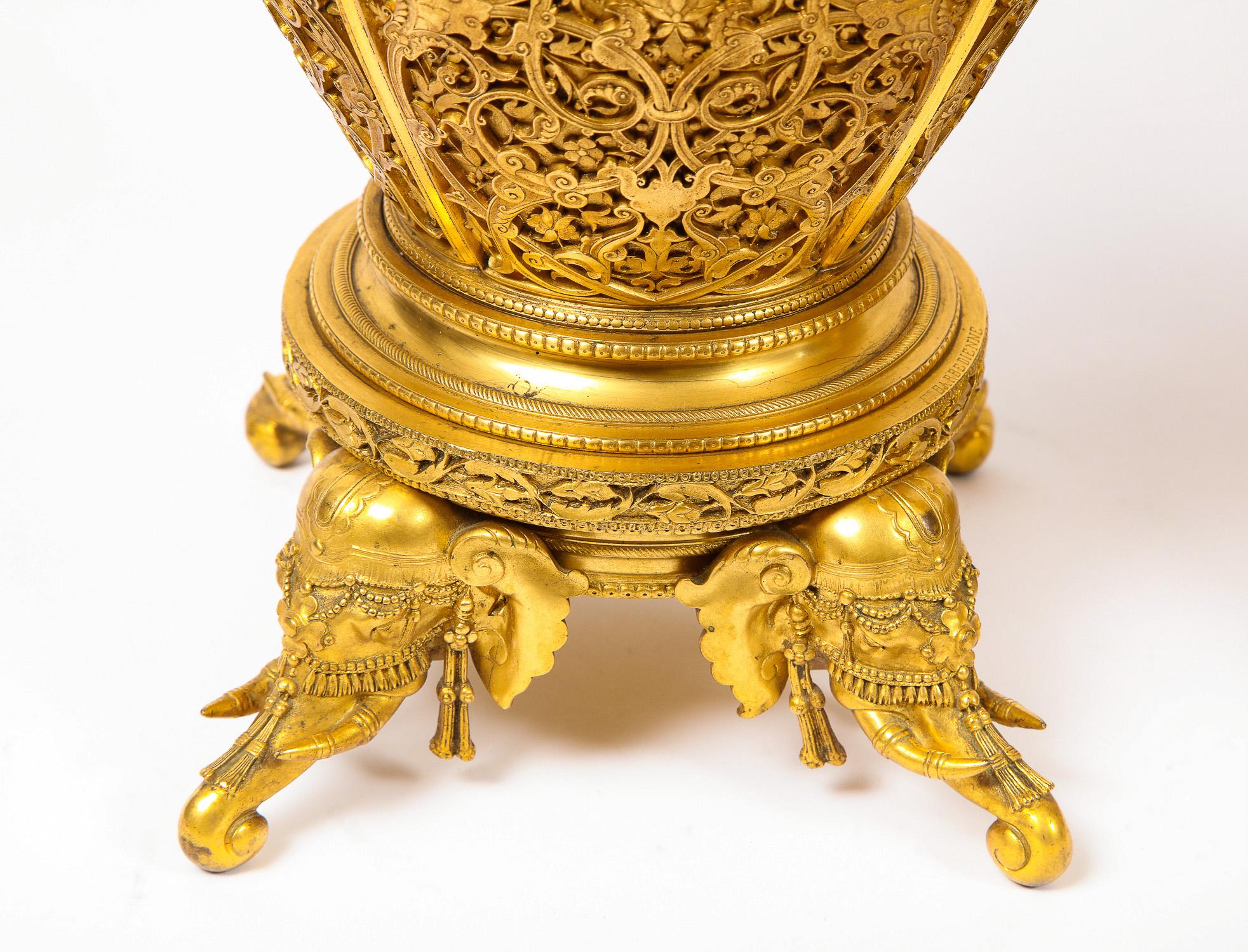 Pair of French Japonisme Ormolu Vases E. Lièvre, Executed by F. Barbedienne For Sale 7