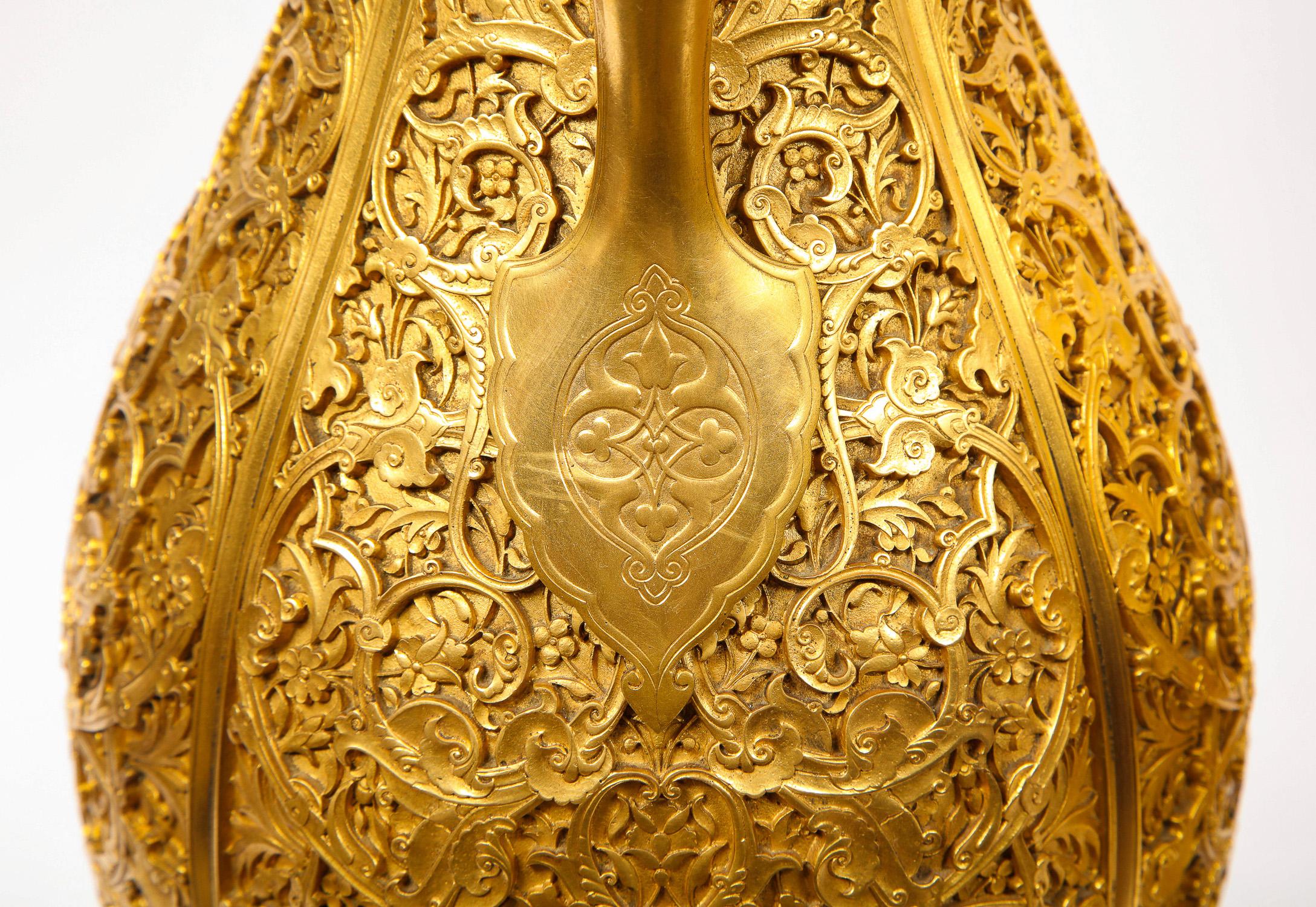 Paar französische Japonismus-Goldbronze-Vasen von E. Lièvre, ausgeführt von F. Barbedienne im Angebot 7