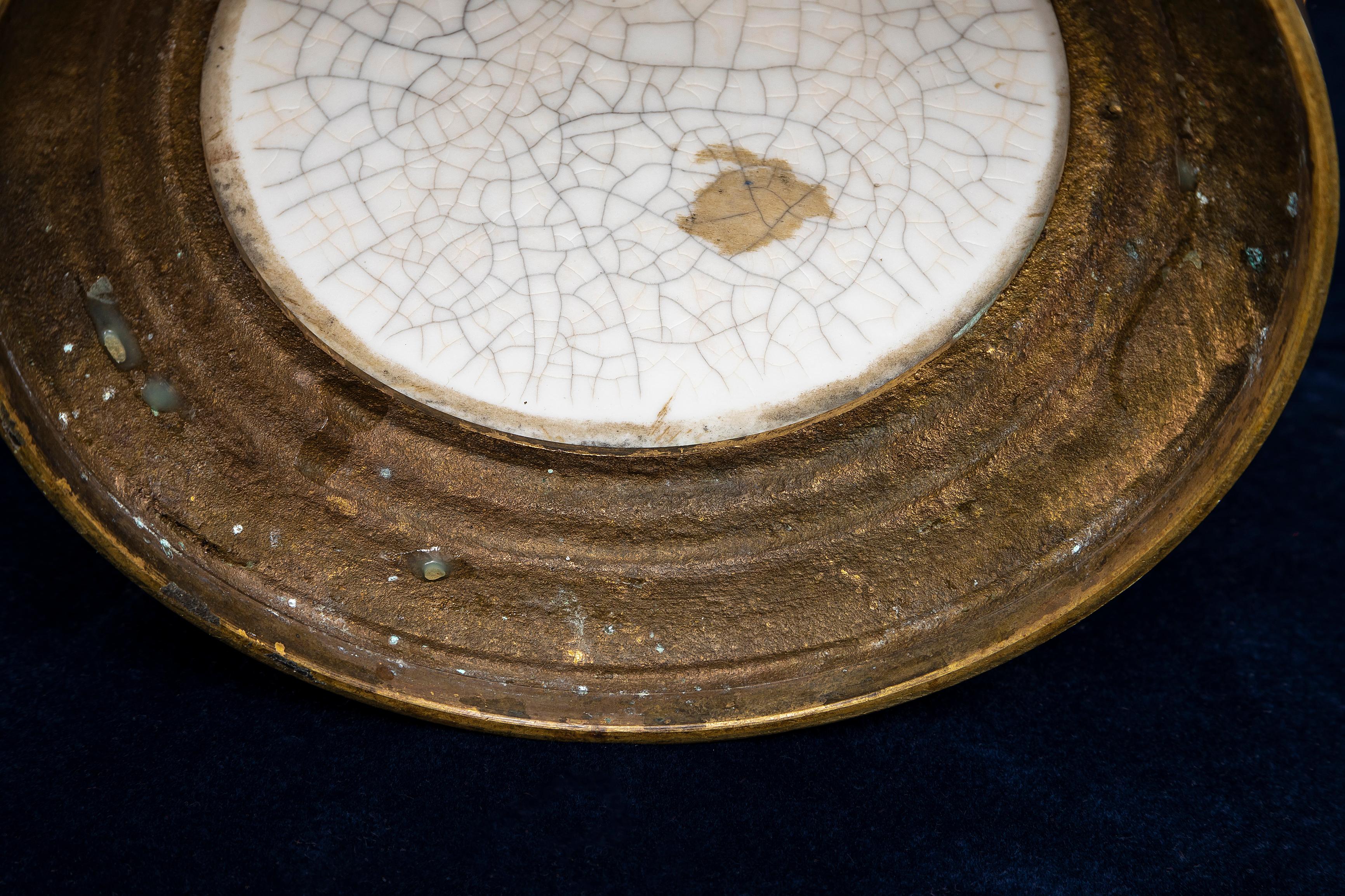 Pr. 19th C. French Ormolu Mounted Regence Chinese Celadon Crackle Centerpieces For Sale 7