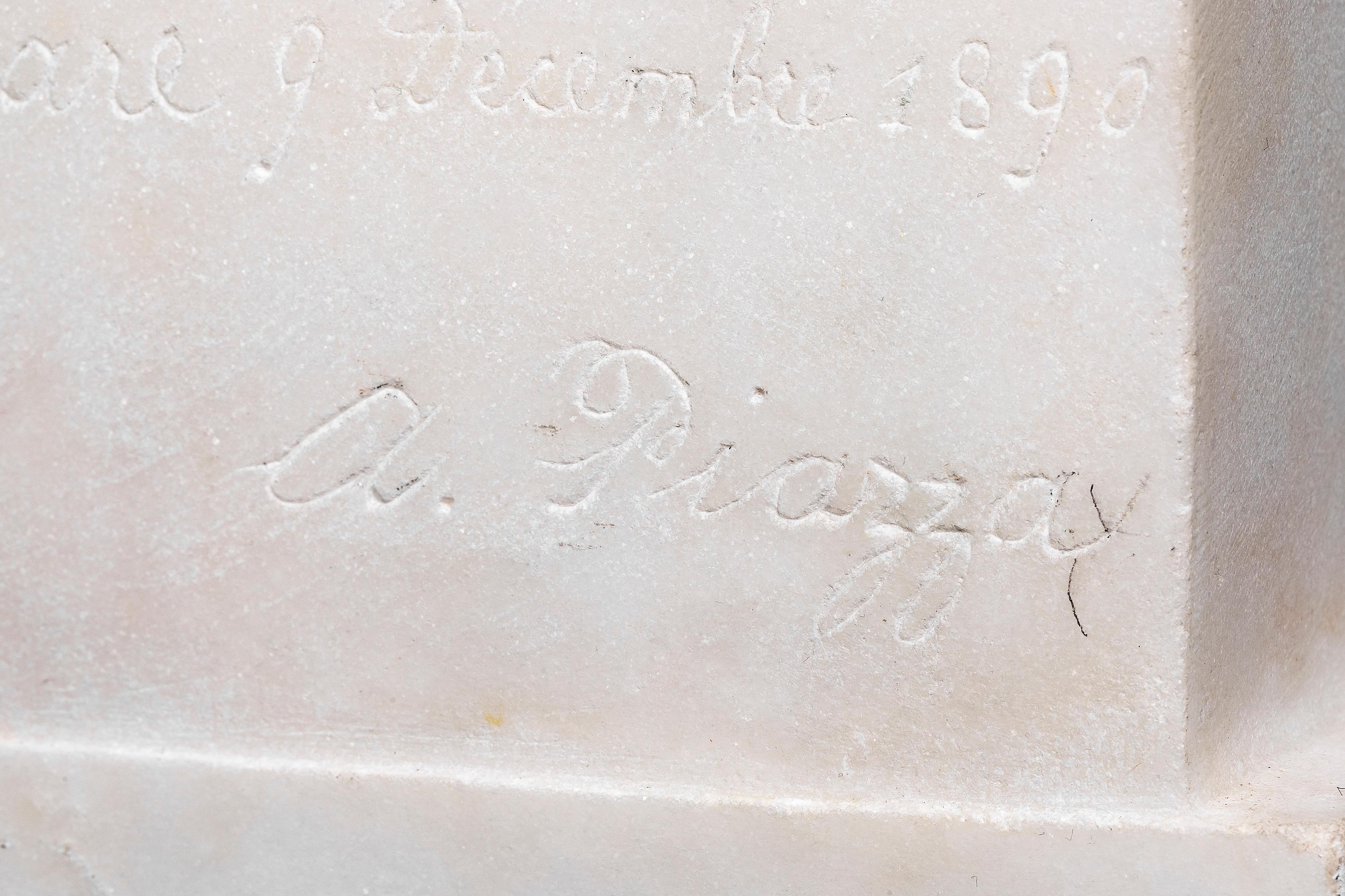 Pr. 19th C. Italian Carrara Marble Children Reading & Writing, Signed A. Piazza For Sale 9