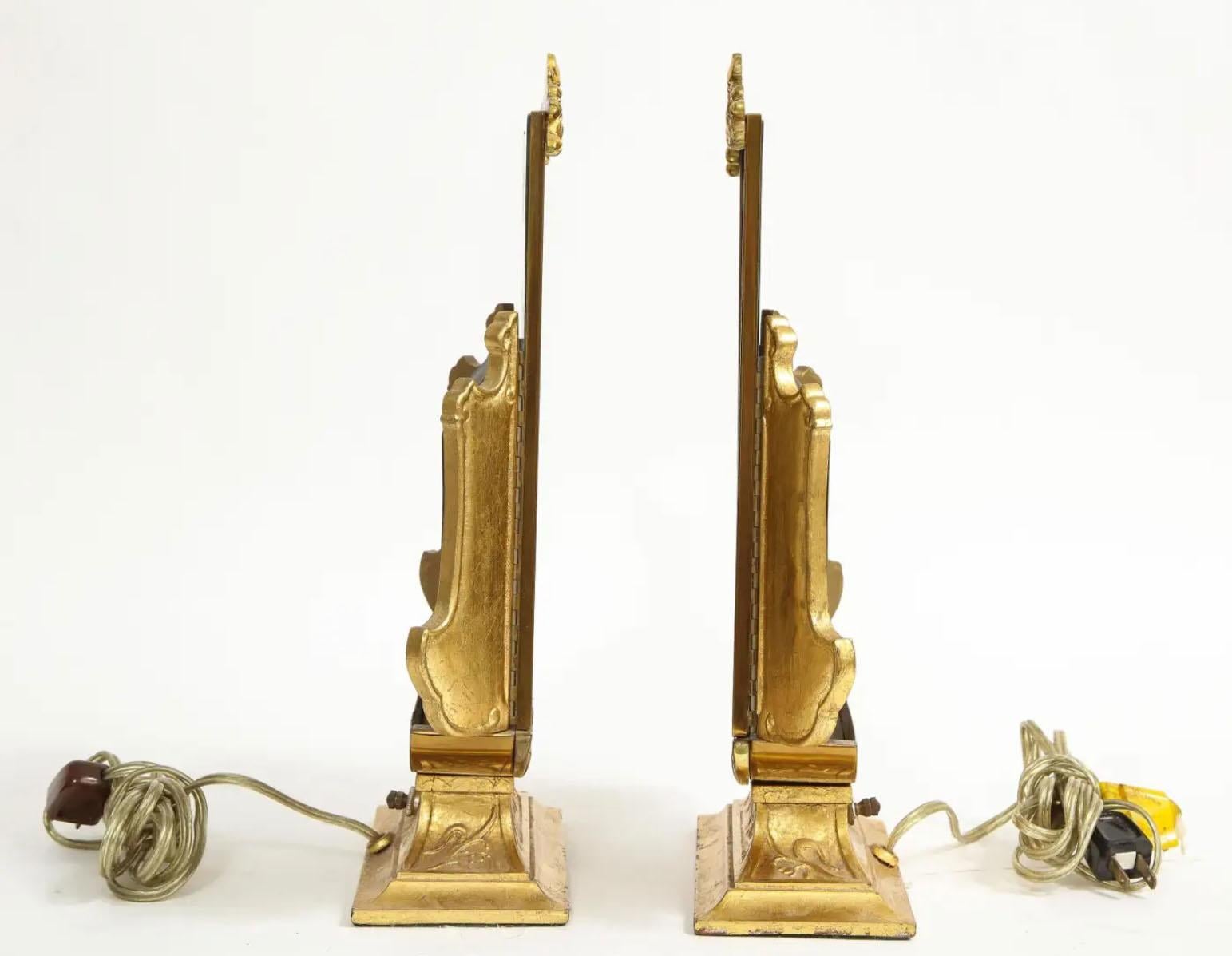 Pr. XIX Ormolu/Giltwood Mtd. Placas chinas de jade verde como lámparas, Ed. Agricultor siglo XX en venta