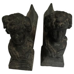 Pr 19 ° secolo francese Figural Young Lady ghisa caminetto Andirons Firedogs