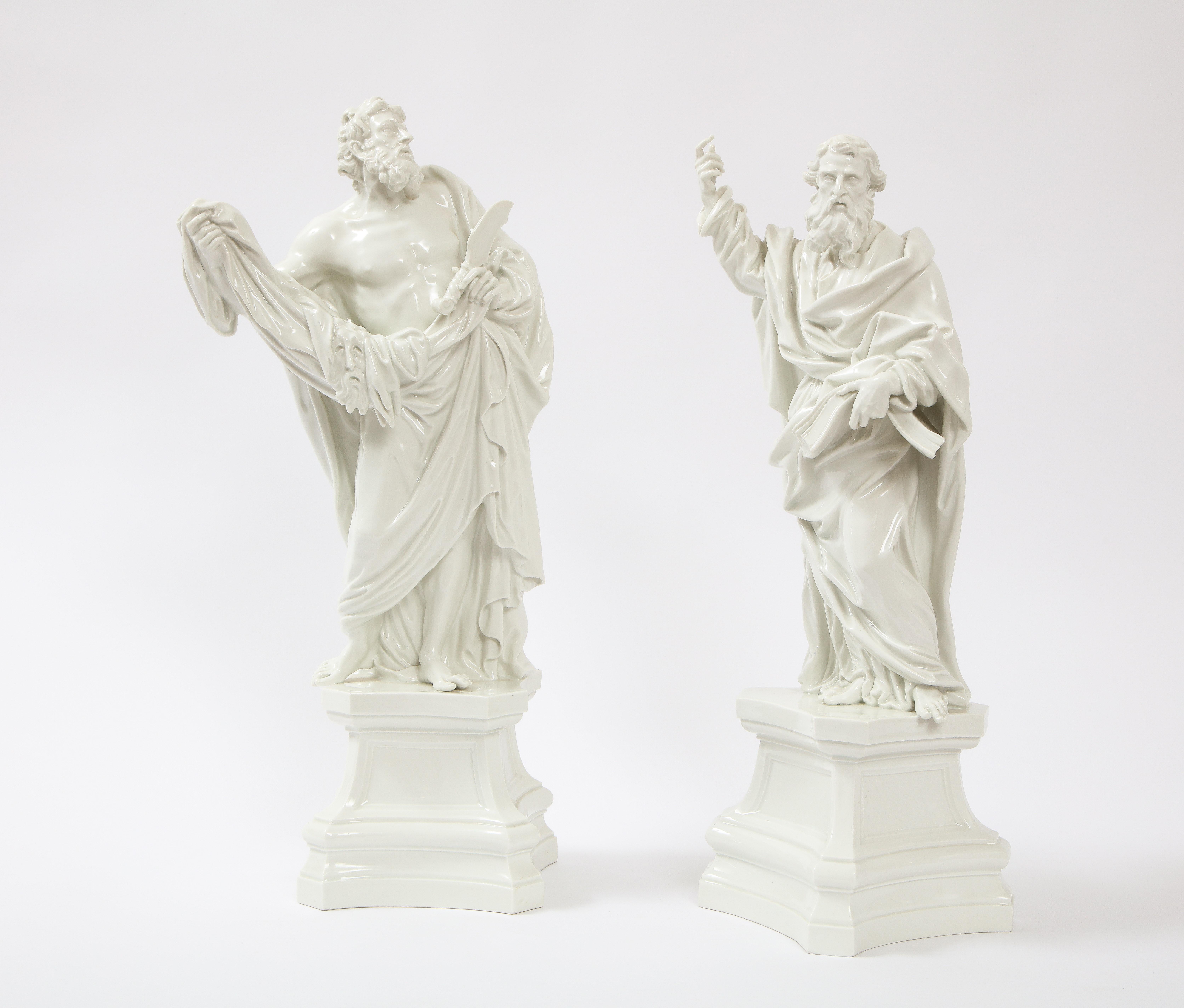 Pr. 19th Century Meissen Porcelain White Altar Figures of St. James & St. Paul For Sale 3