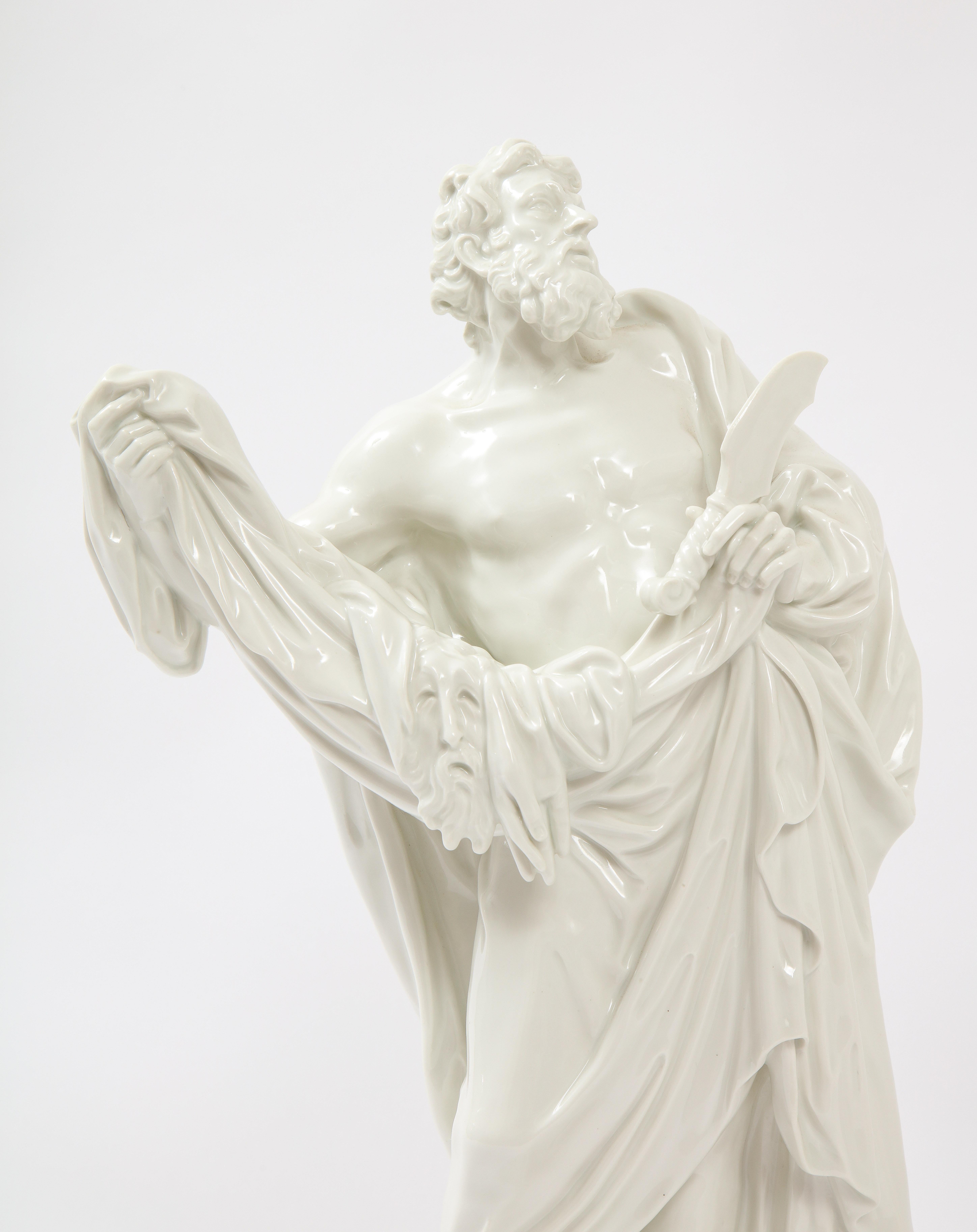 Pr. 19th Century Meissen Porcelain White Altar Figures of St. James & St. Paul For Sale 4
