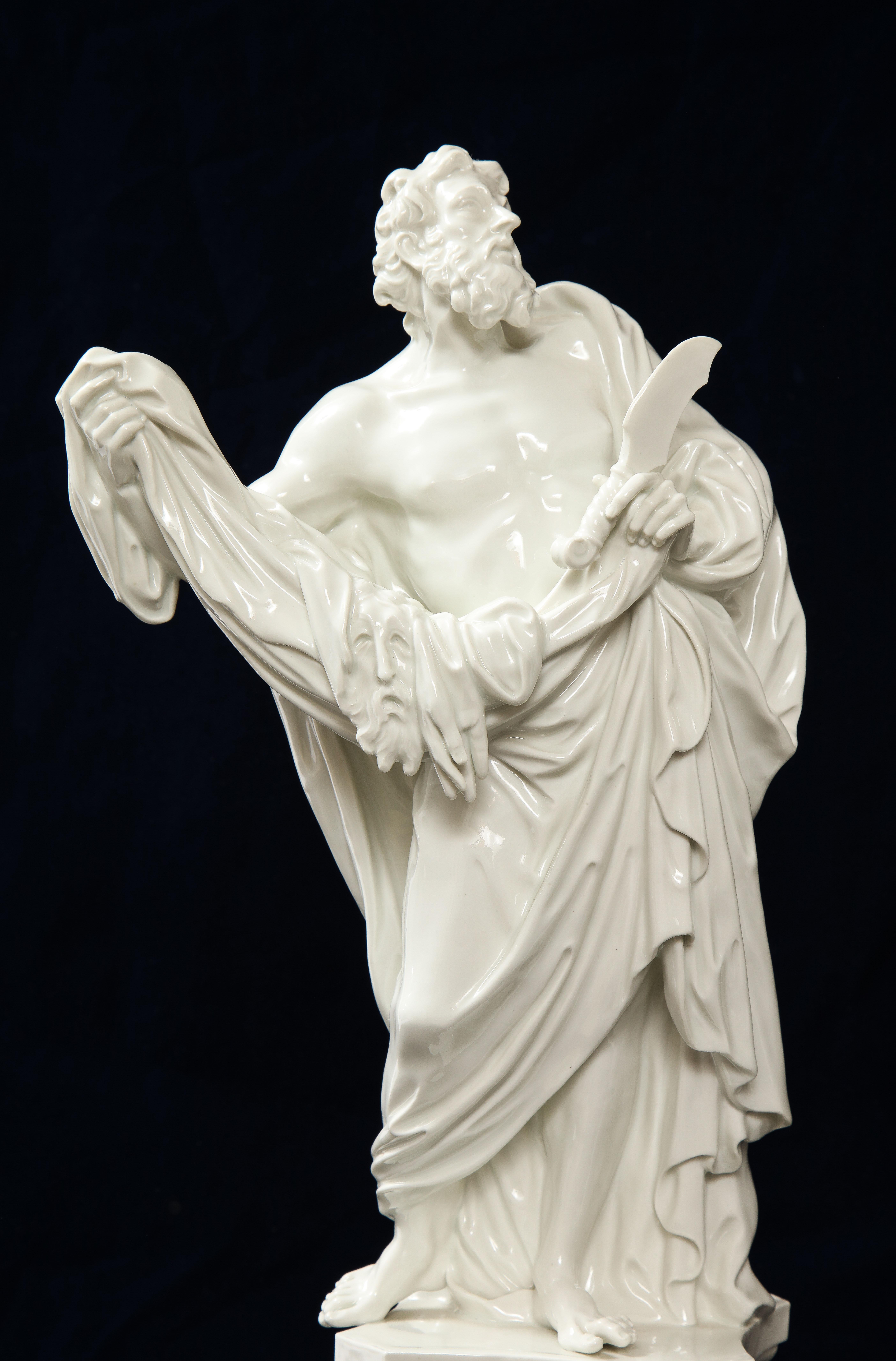 Pr. 19th Century Meissen Porcelain White Altar Figures of St. James & St. Paul For Sale 6