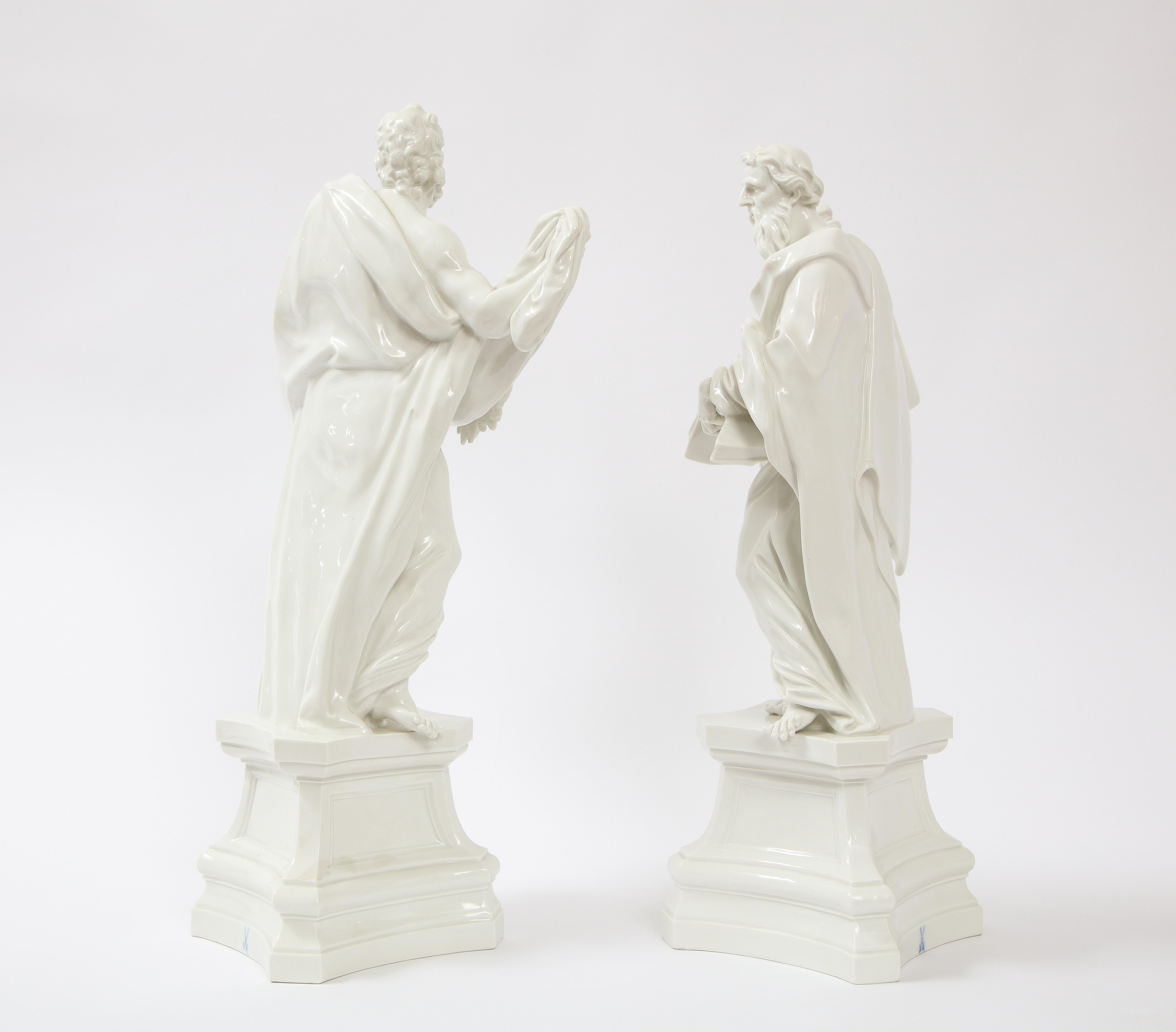 Pr. 19th Century Meissen Porcelain White Altar Figures of St. James & St. Paul For Sale 2