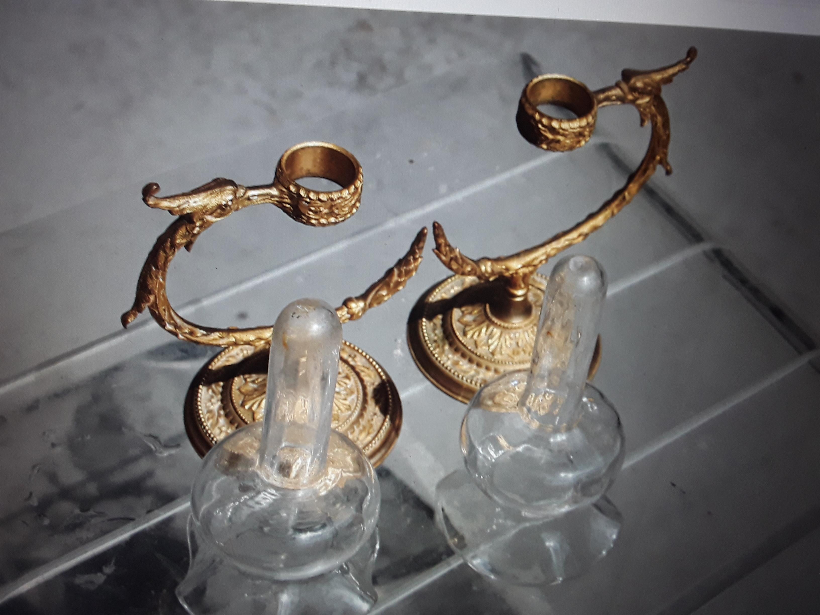 Napoleon III Pr 19thc Antique Signed F&C Osler Crystal/Gilt Bronze Serpentine Vase/ Epergne For Sale