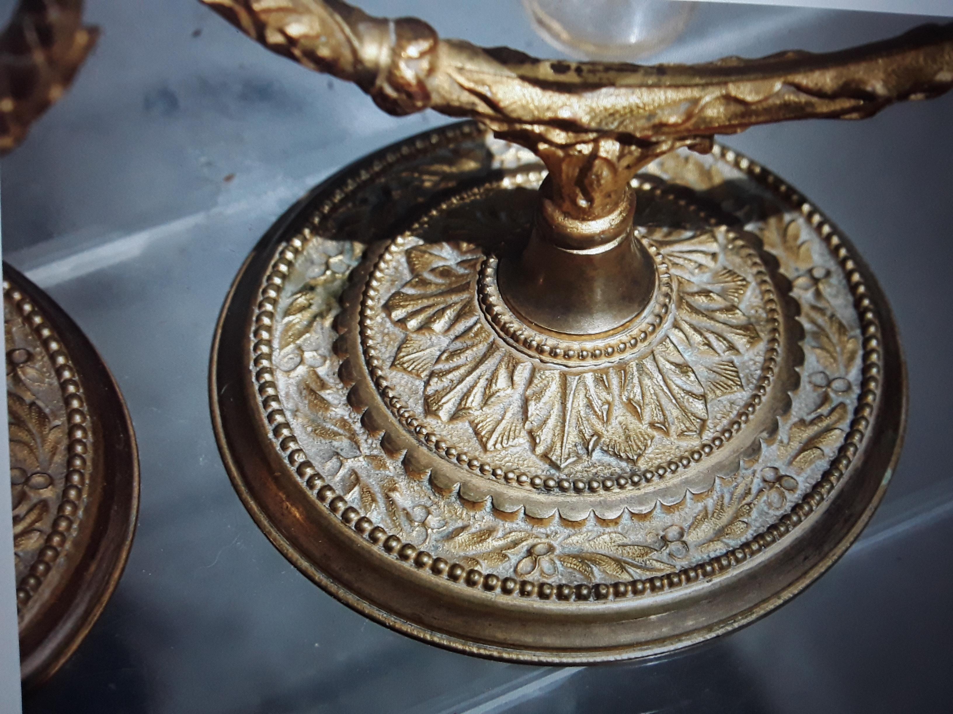 Pr 19thc Antique Signed F&C Osler Crystal/Gilt Bronze Serpentine Vase/ Epergne For Sale 2