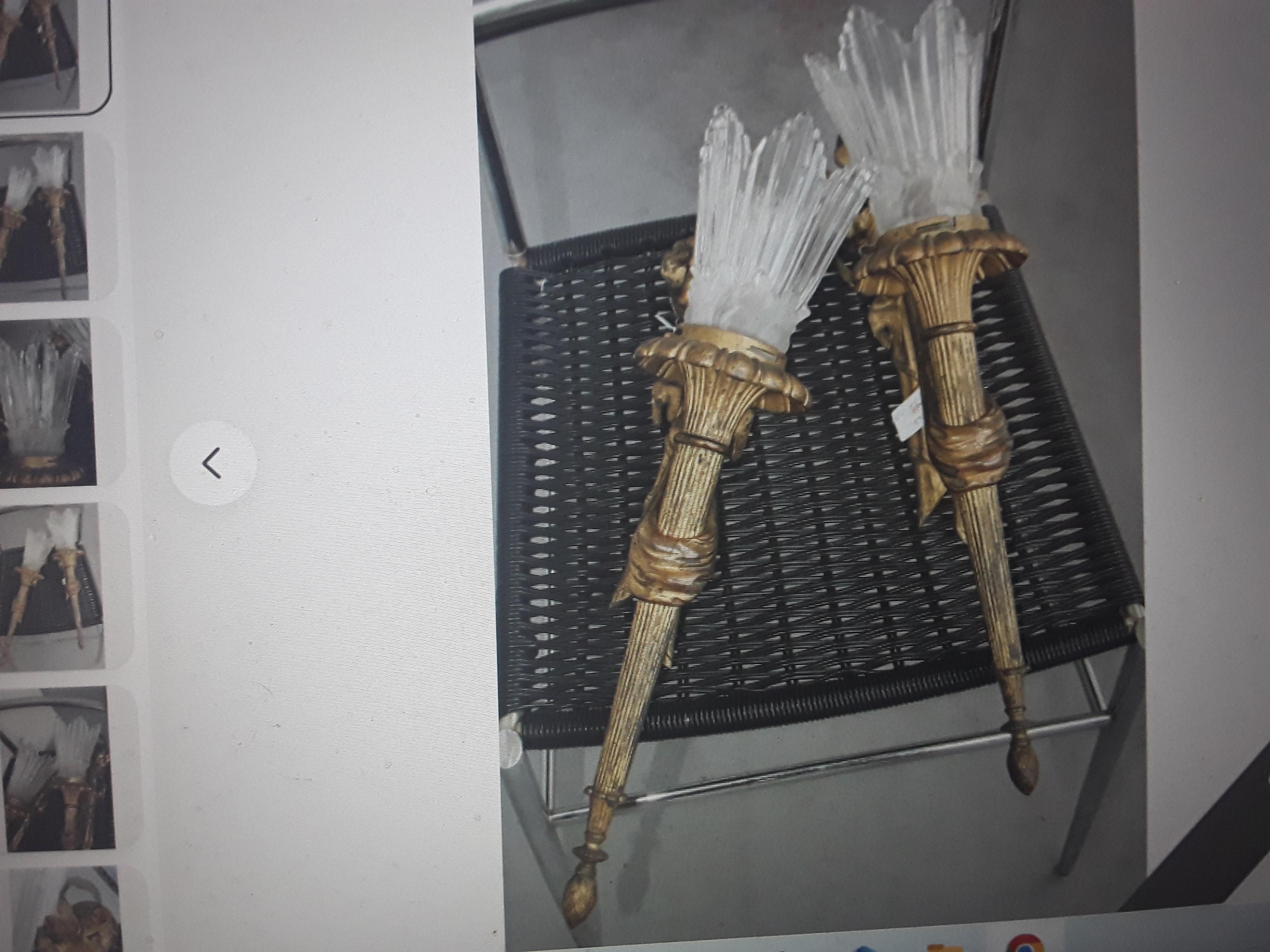 PR Lámpara francesa del s. XIX de bronce Luis XV con tulipas de cristal de Baccarat Bronce en venta