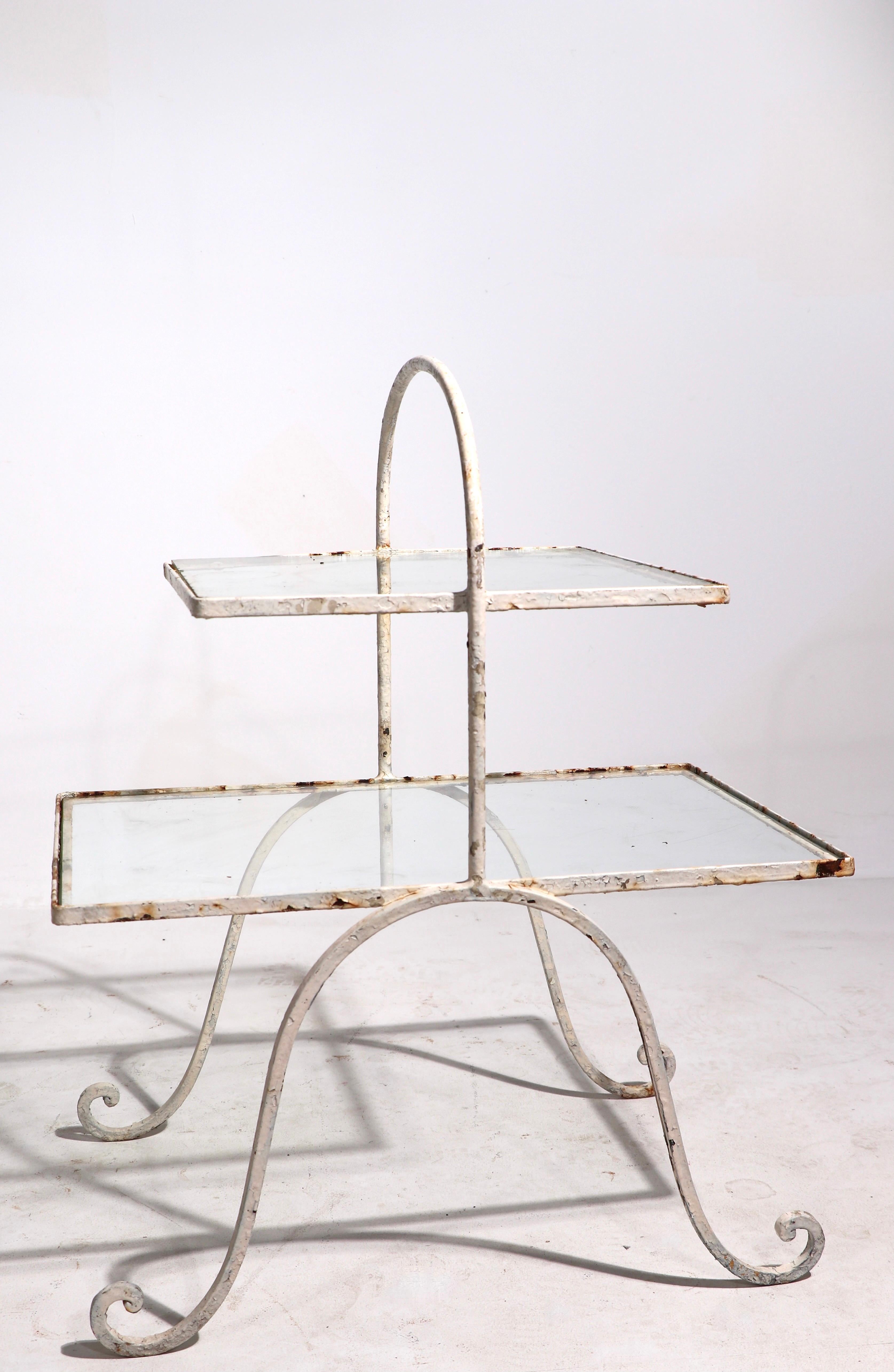 Pr. 2 Tier Wrought Iron End, Garden, Patio Tables Poss, Salterini or Leinfelder In Good Condition In New York, NY