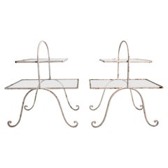 Pr. 2 Tier Wrought Iron End, Garden, Patio Tables Poss, Salterini or Leinfelder