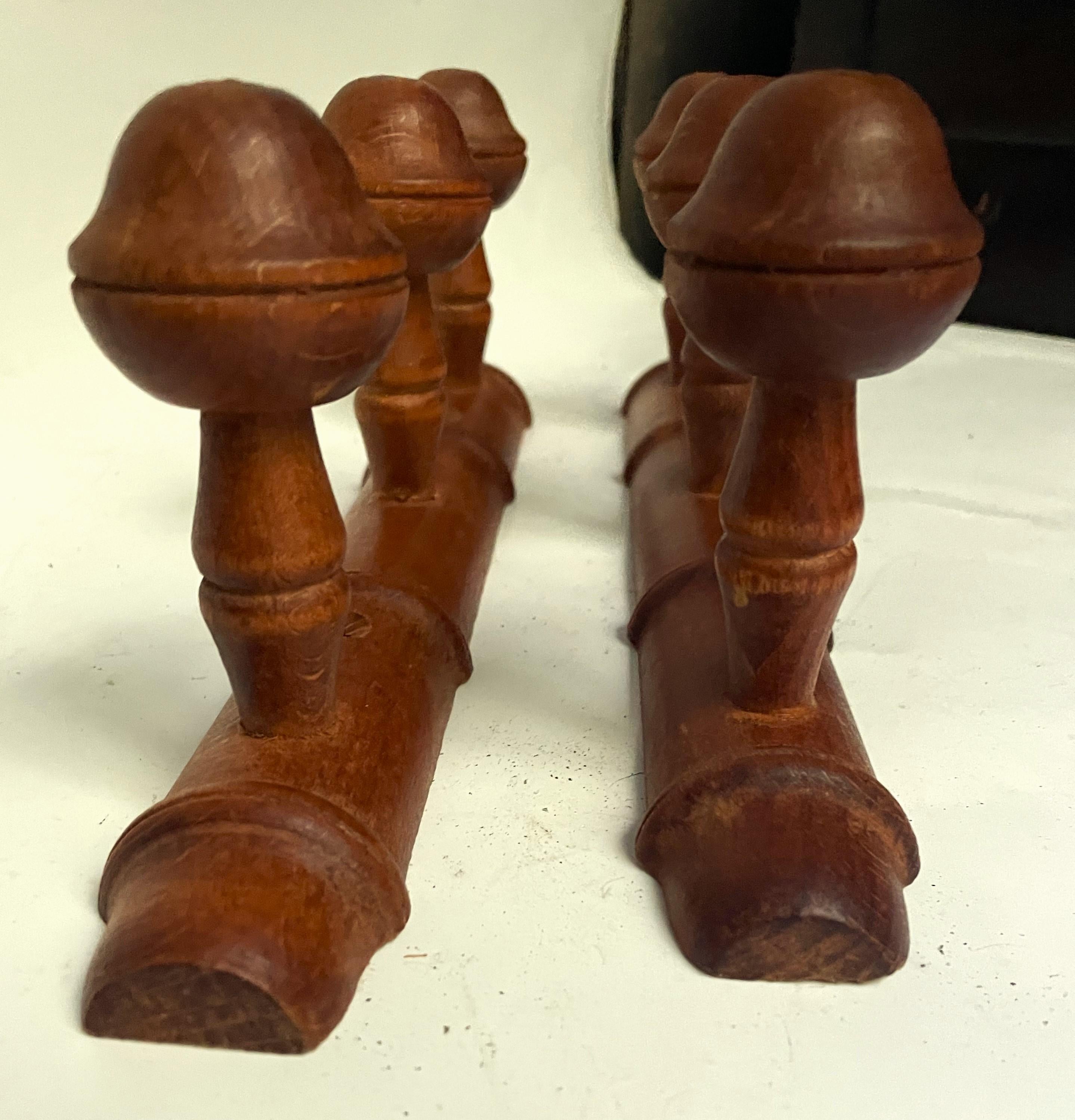 Pr 20th Century Rustic 3 Peg Carved French Faux Bamboo Wall Mount Hat/Coat Racks For Sale 6