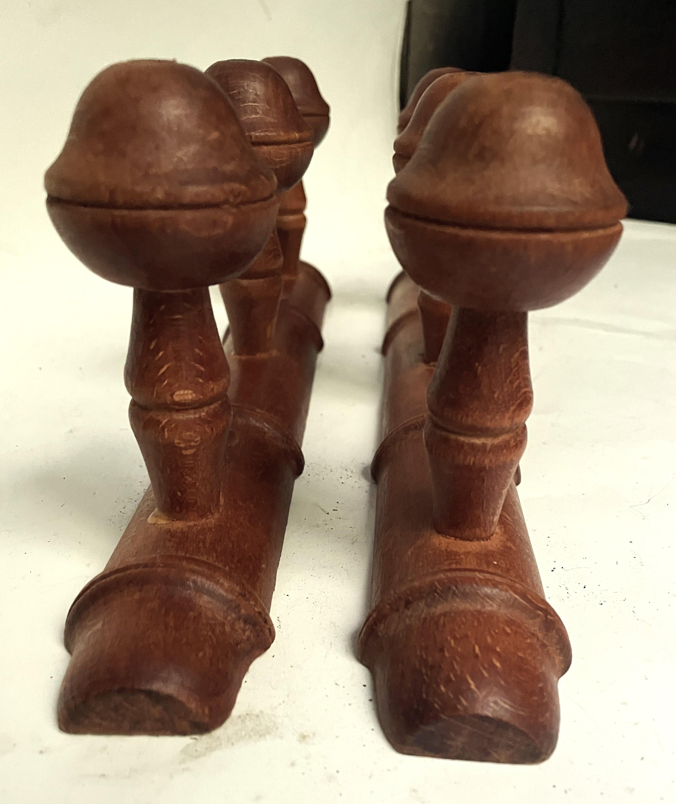 This is a very sweet matching pair of wall mounted hat, coat or clothing racks. They each have 3 pegs and are 13 3/4 inches wide, 1 3/4 inches high and the pegs protrude about 3 3/4 inches. 

They are in nice vintage condition and are a wonderful