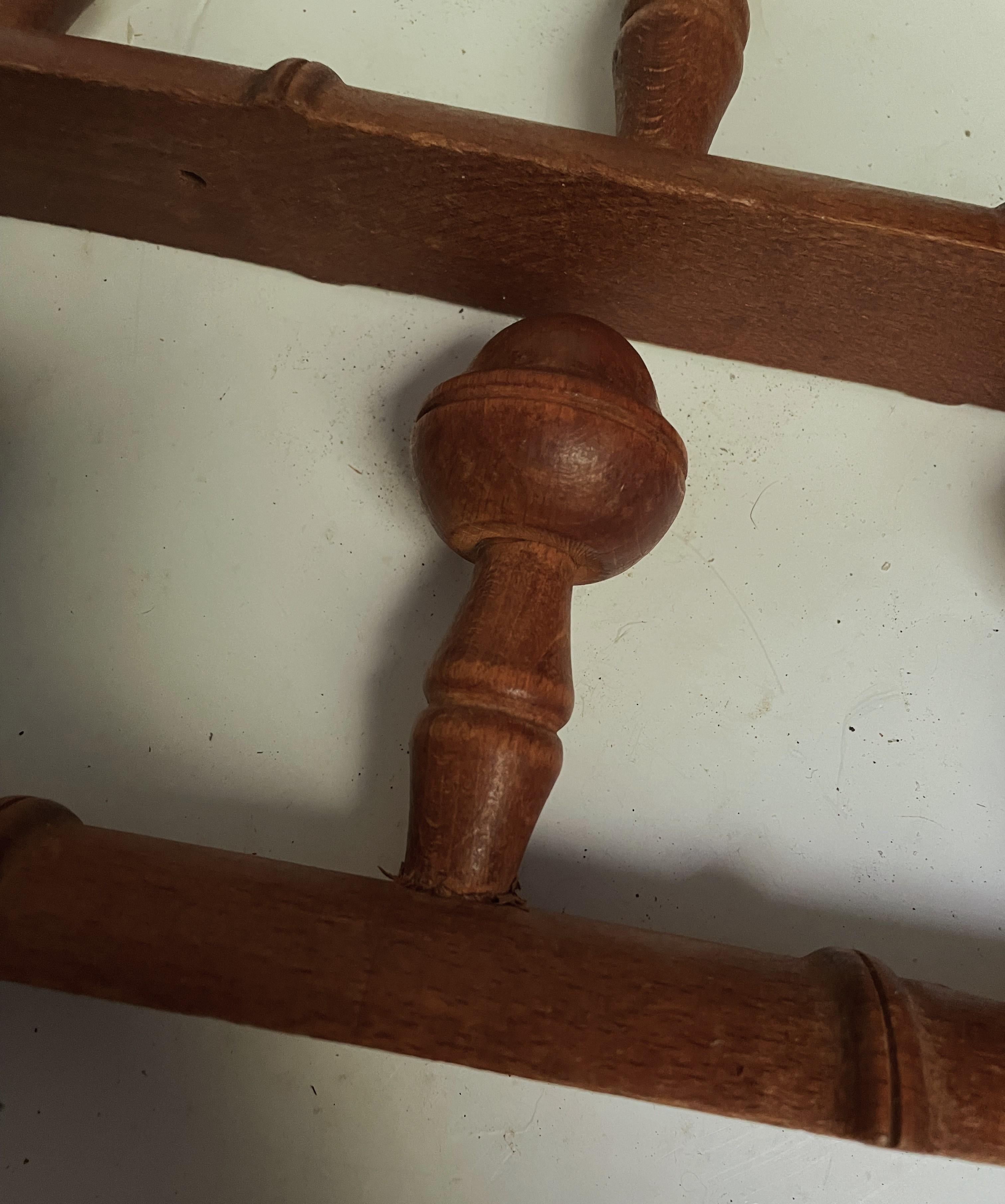 Pr 20th Century Rustic 3 Peg Carved French Faux Bamboo Wall Mount Hat/Coat Racks For Sale 2