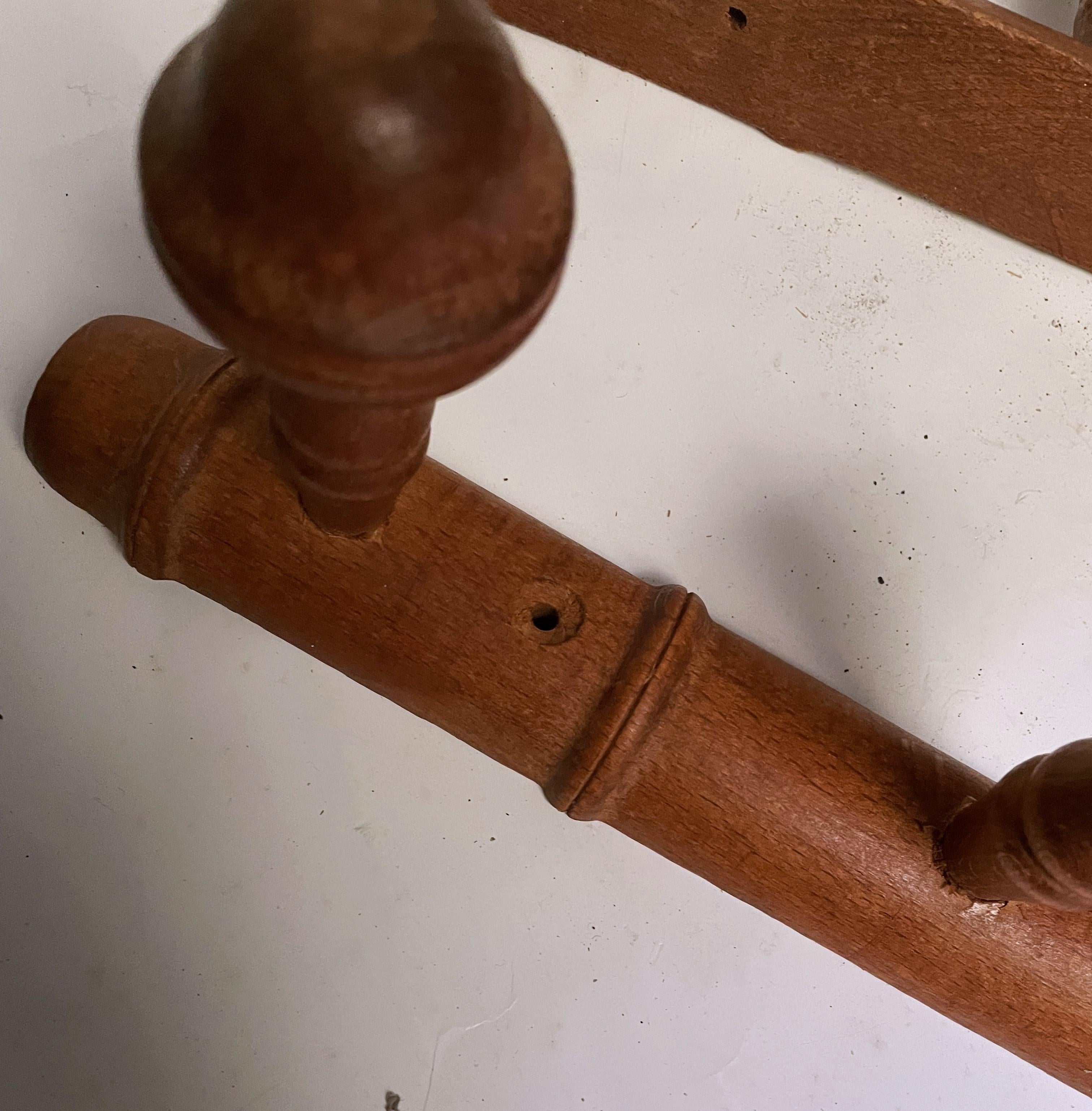 Pr 20th Century Rustic 3 Peg Carved French Faux Bamboo Wall Mount Hat/Coat Racks For Sale 4