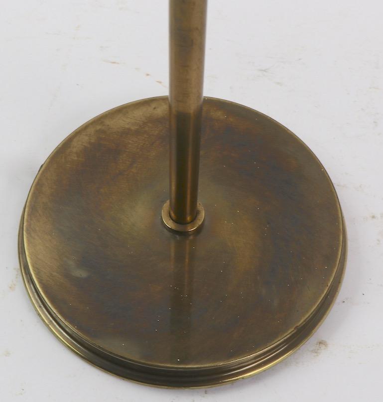 Mid-Century Modern Pair of Adjustable Brass Shell Shade Floor Lamps