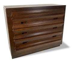 Pr American Modern Oak 4 Drawer Chests w/ Secret Compartment, James Mont