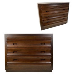 Pr American Modern Oak 4 Drawer Chests w/ Secret Compartment, James Mont