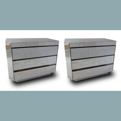 Pair of American Modern Polished Chrome Citiscape Chests, Paul Evans