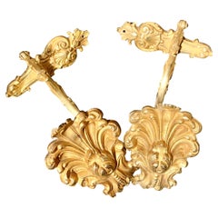 Pr. Antique French Gilded Bronze Drapery Tiebacks