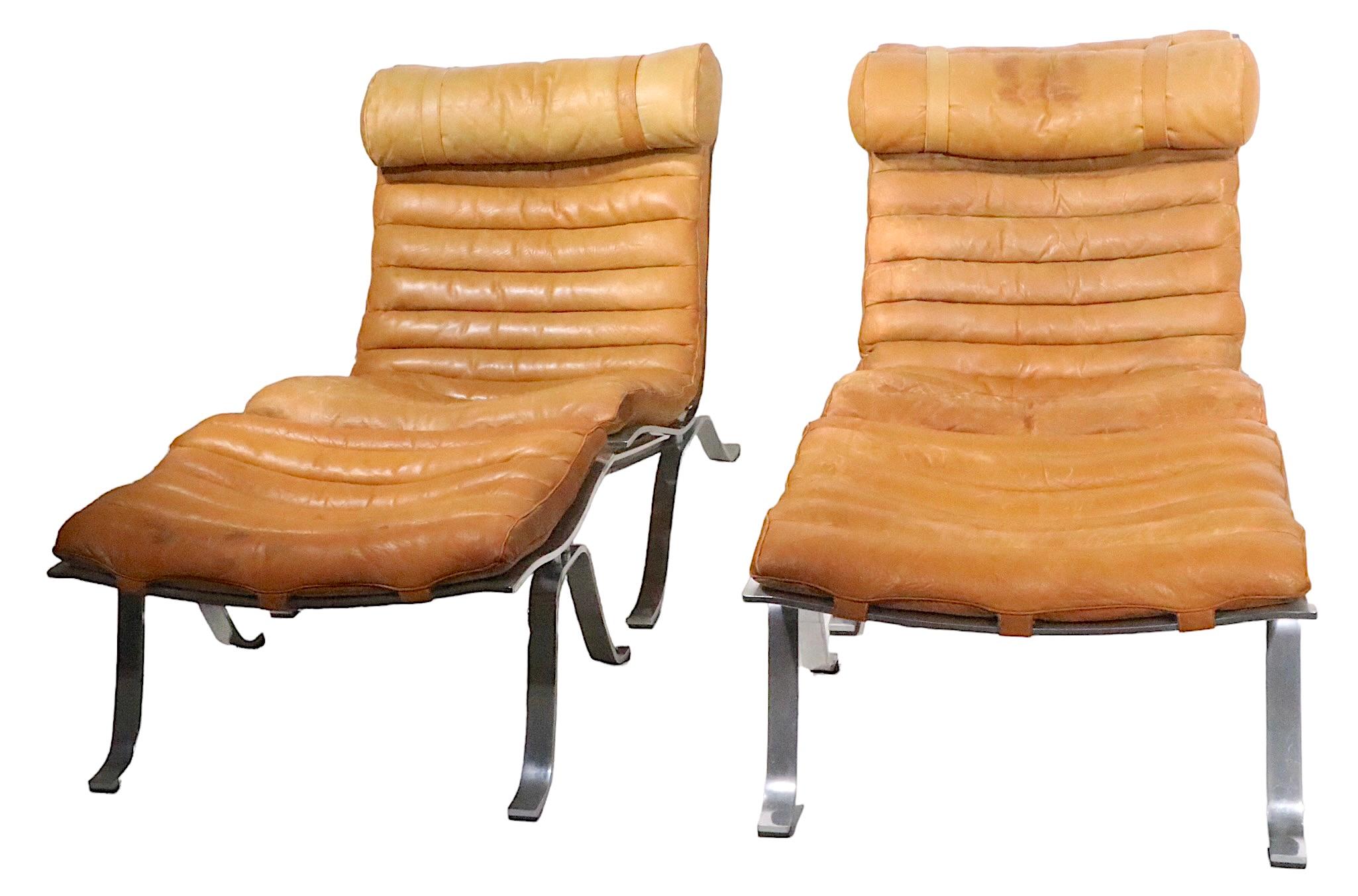 Pr. Ari Lounge Chairs with Ottomans by Arne Norell Made in Sweden c. 1960's For Sale 3