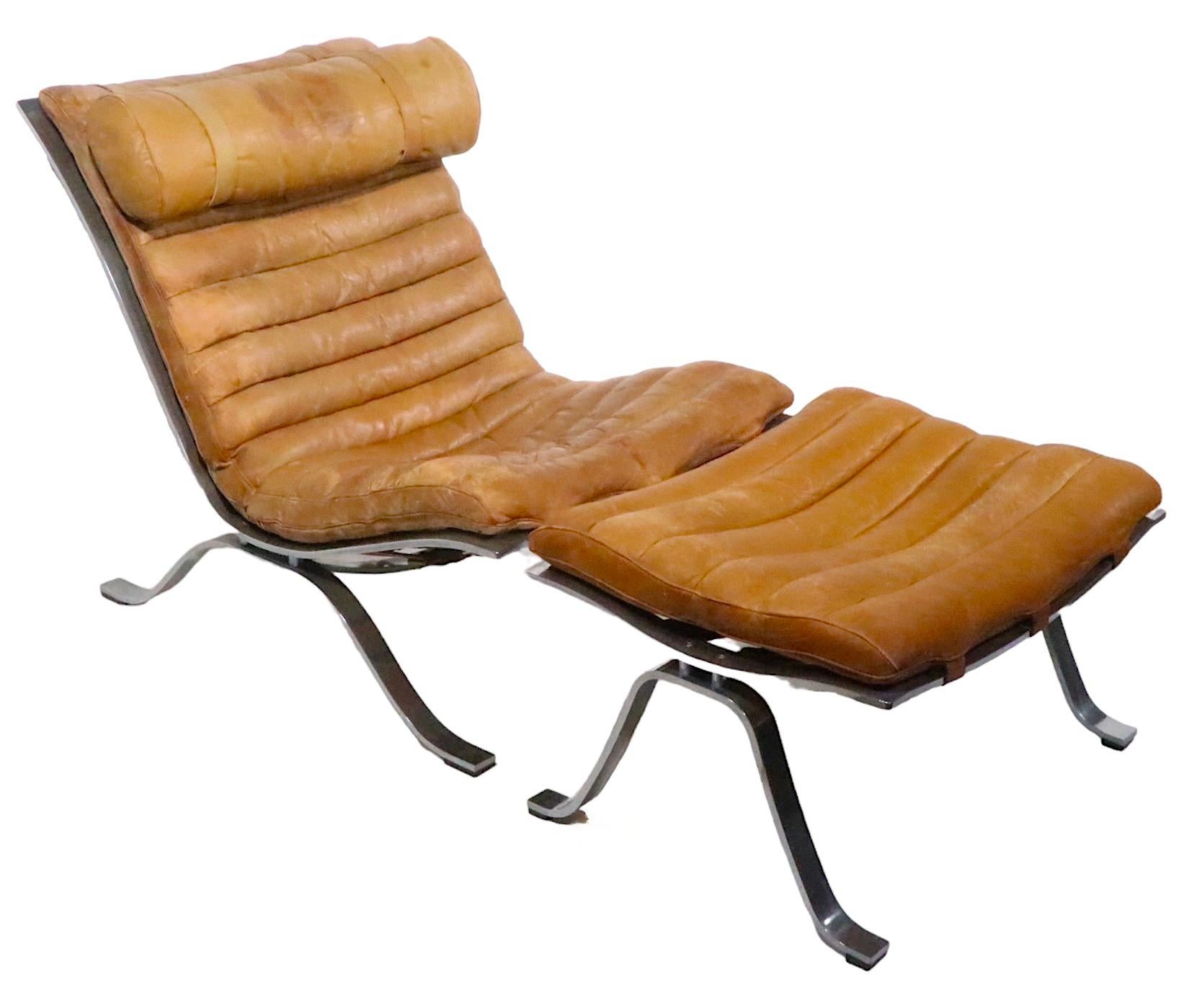 Pr. Ari Lounge Chairs with Ottomans by Arne Norell Made in Sweden c. 1960's For Sale 1
